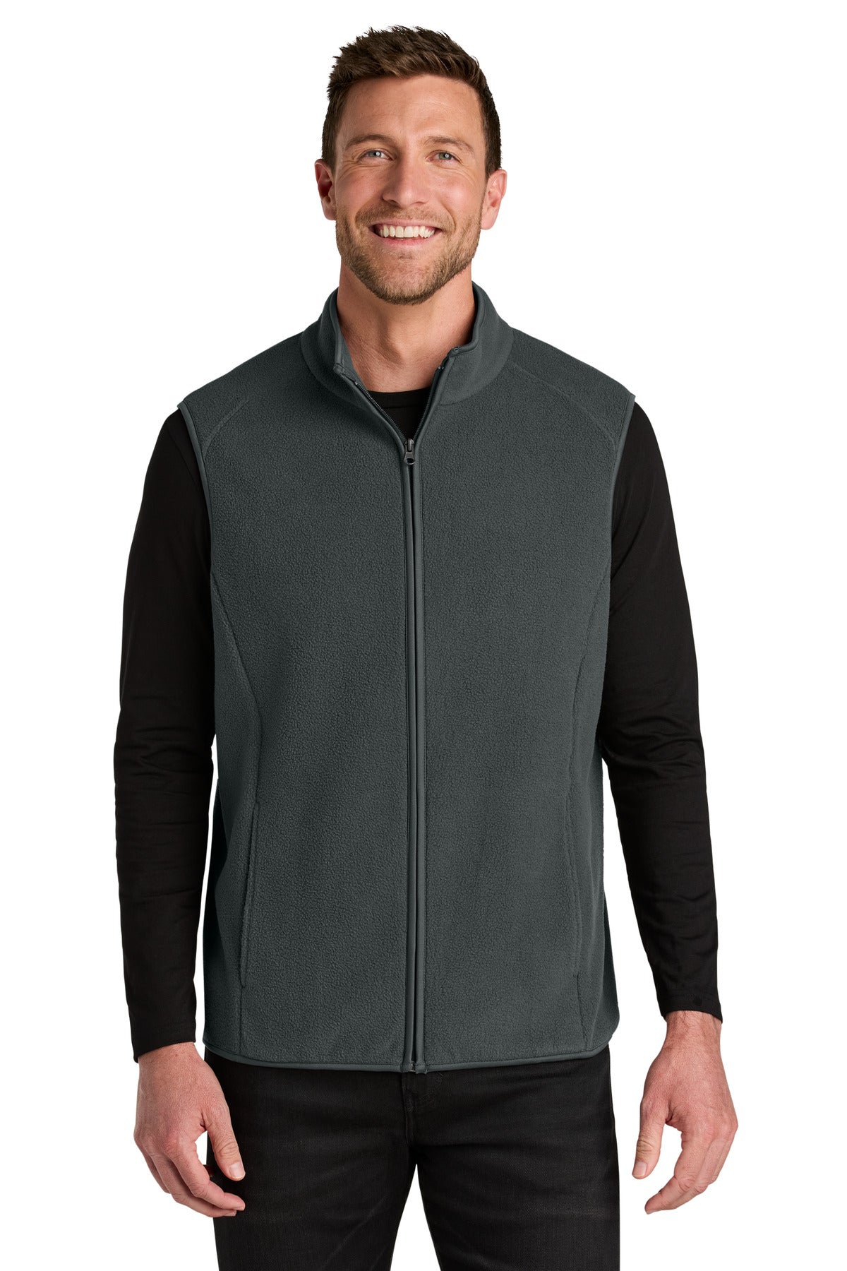Custom logo Port Authority® C-FREE® Fleece Vest F702 in Grey Steel