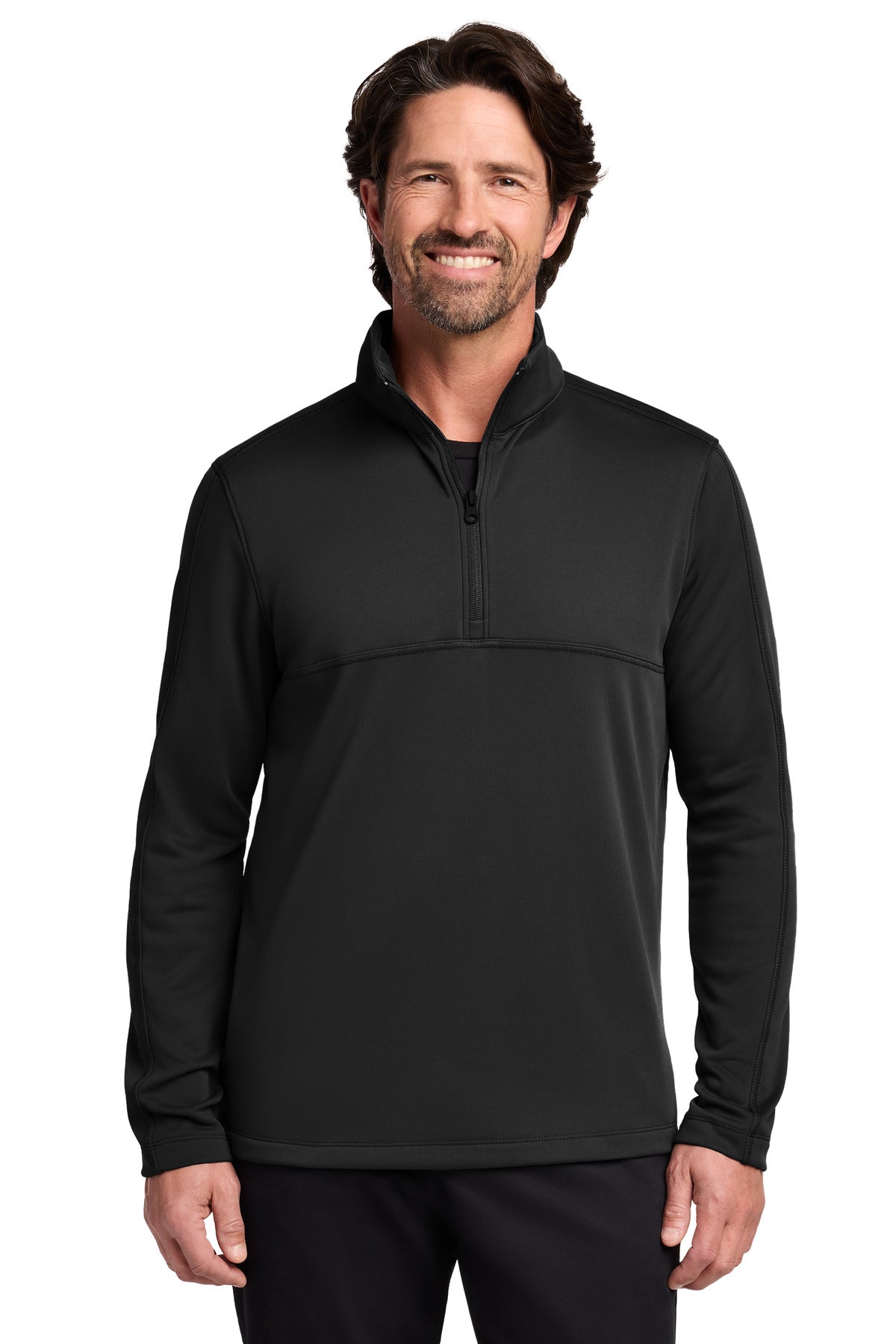 Custom logo Port Authority® Smooth Fleece 1/4-Zip F804 in Deep Black