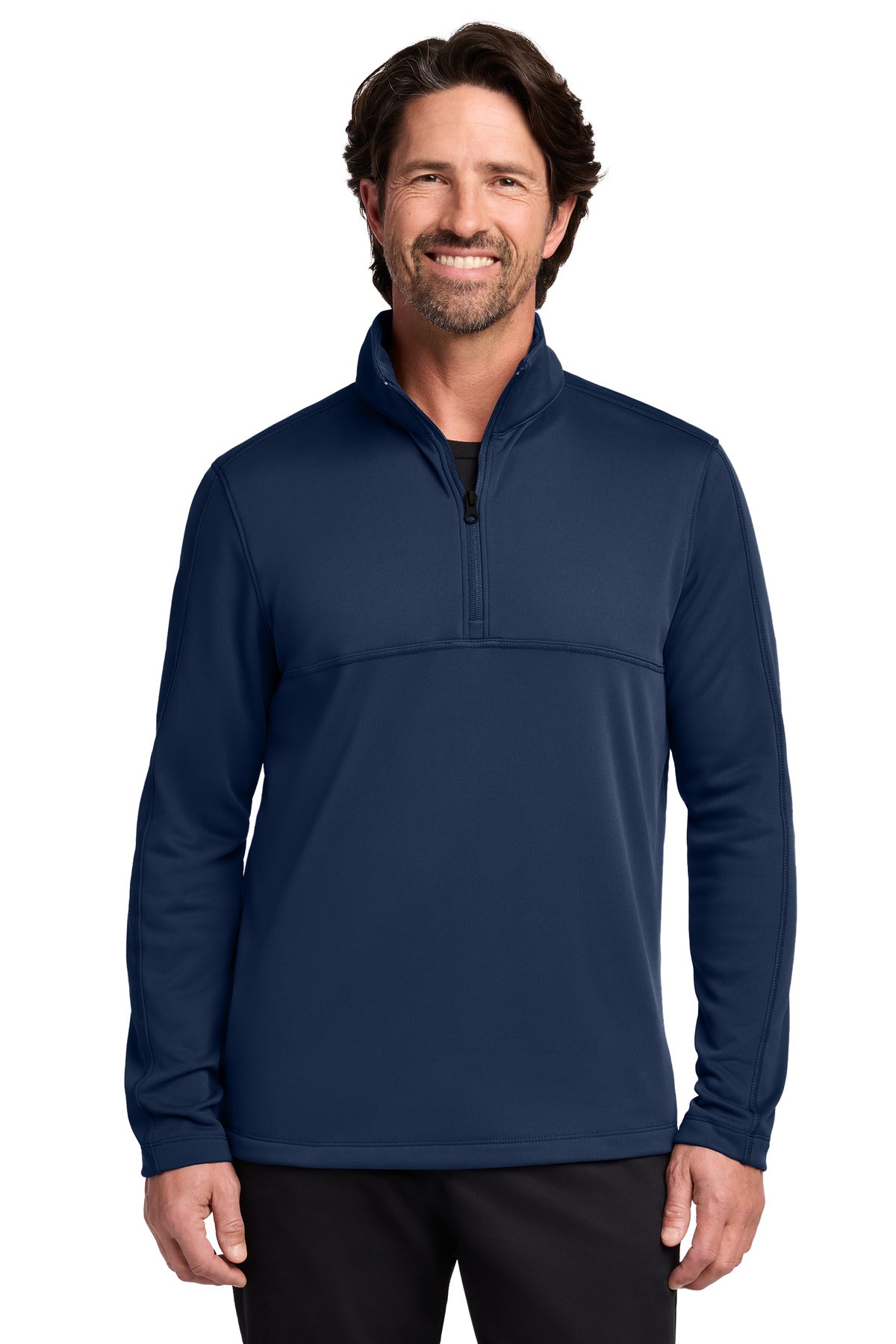 Custom logo Port Authority® Smooth Fleece 1/4-Zip F804 in River Blue Navy