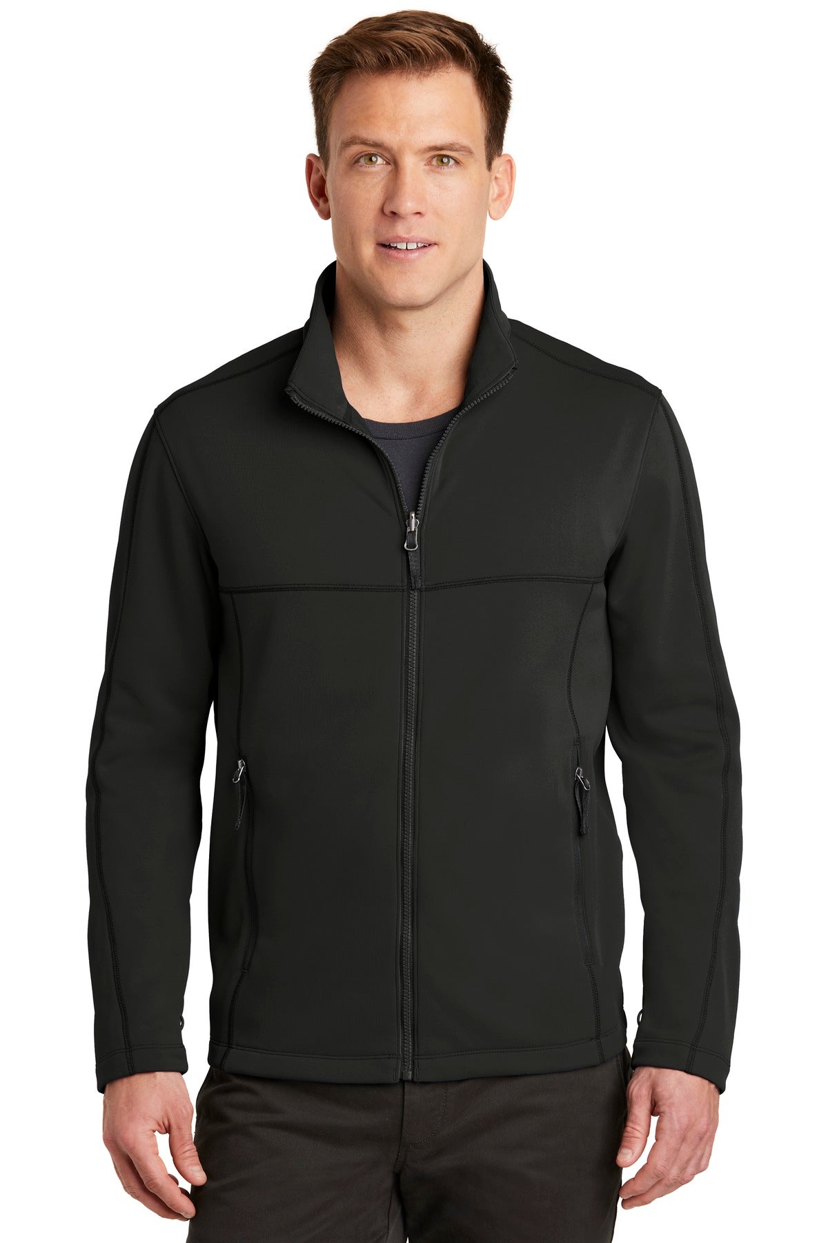 Custom logo Port Authority ® Collective Smooth Fleece Jacket. F904 in Deep Black