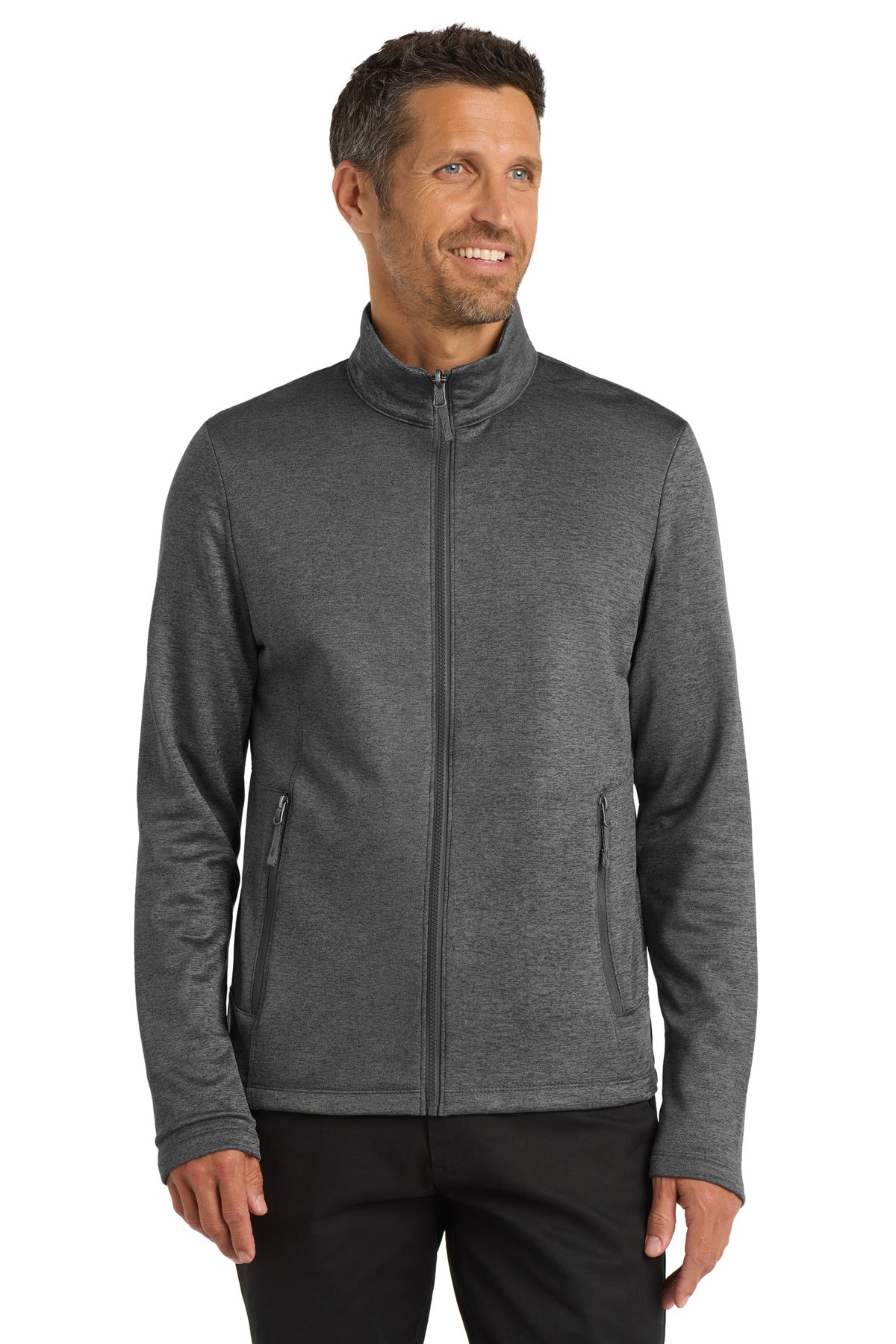 Custom logo Port Authority ® Collective Striated Fleece Jacket. F905 in Sterling Grey Heather
