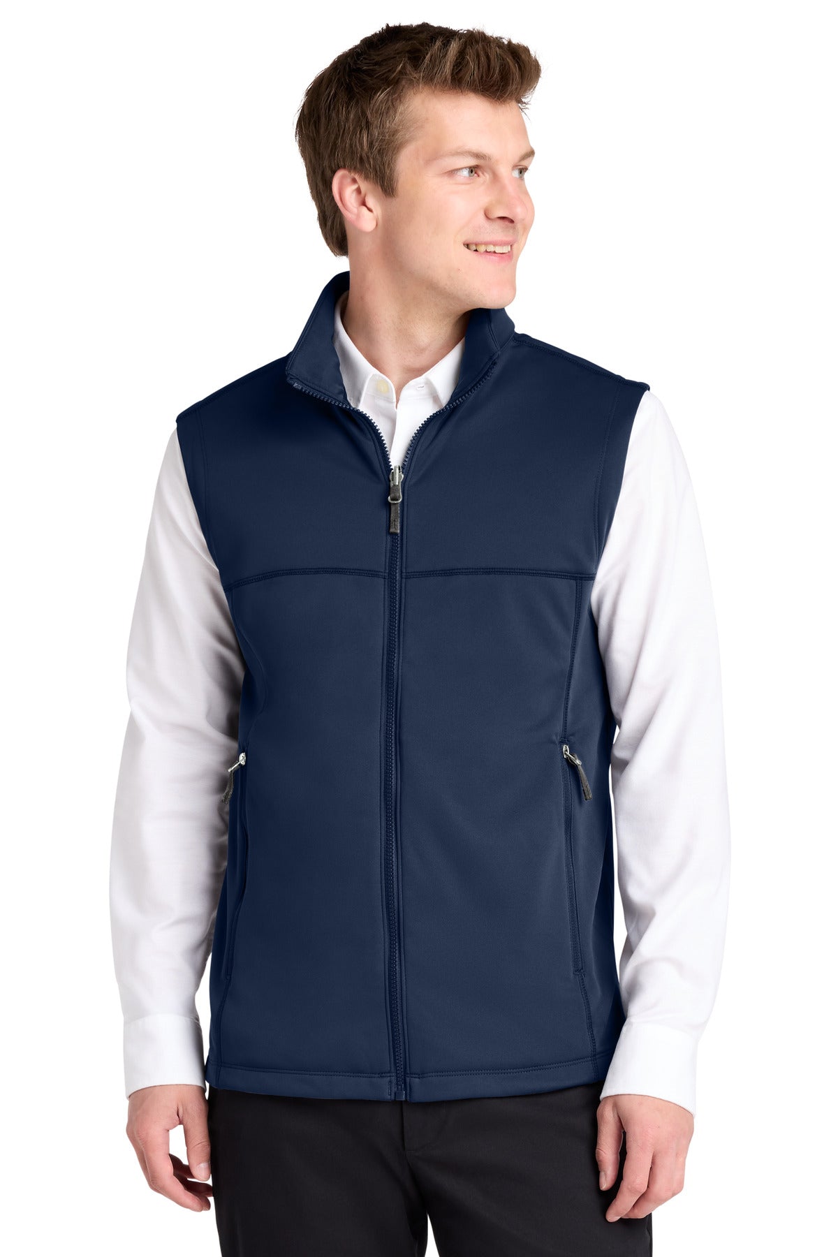 Custom logo Port Authority® Collective Smooth Fleece Vest F906 in River Blue Navy