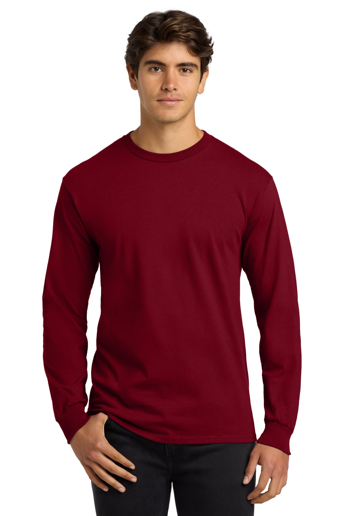 Custom logo Gildan® - Ultra Cotton® 100% US Cotton Long Sleeve T-Shirt.  G2400 in Cardinal Red