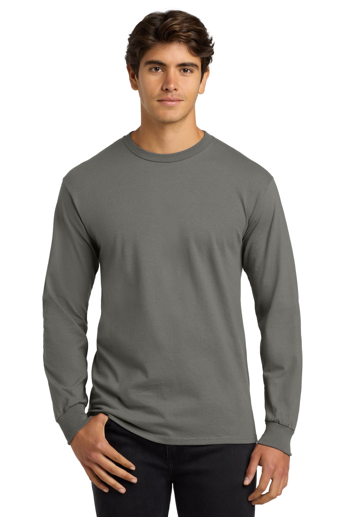Custom logo Gildan® - Ultra Cotton® 100% US Cotton Long Sleeve T-Shirt.  G2400 in Charcoal