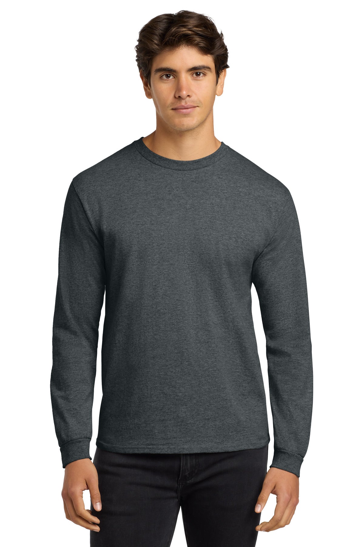 Custom logo Gildan® - Ultra Cotton® 100% US Cotton Long Sleeve T-Shirt.  G2400 in Dark Heather