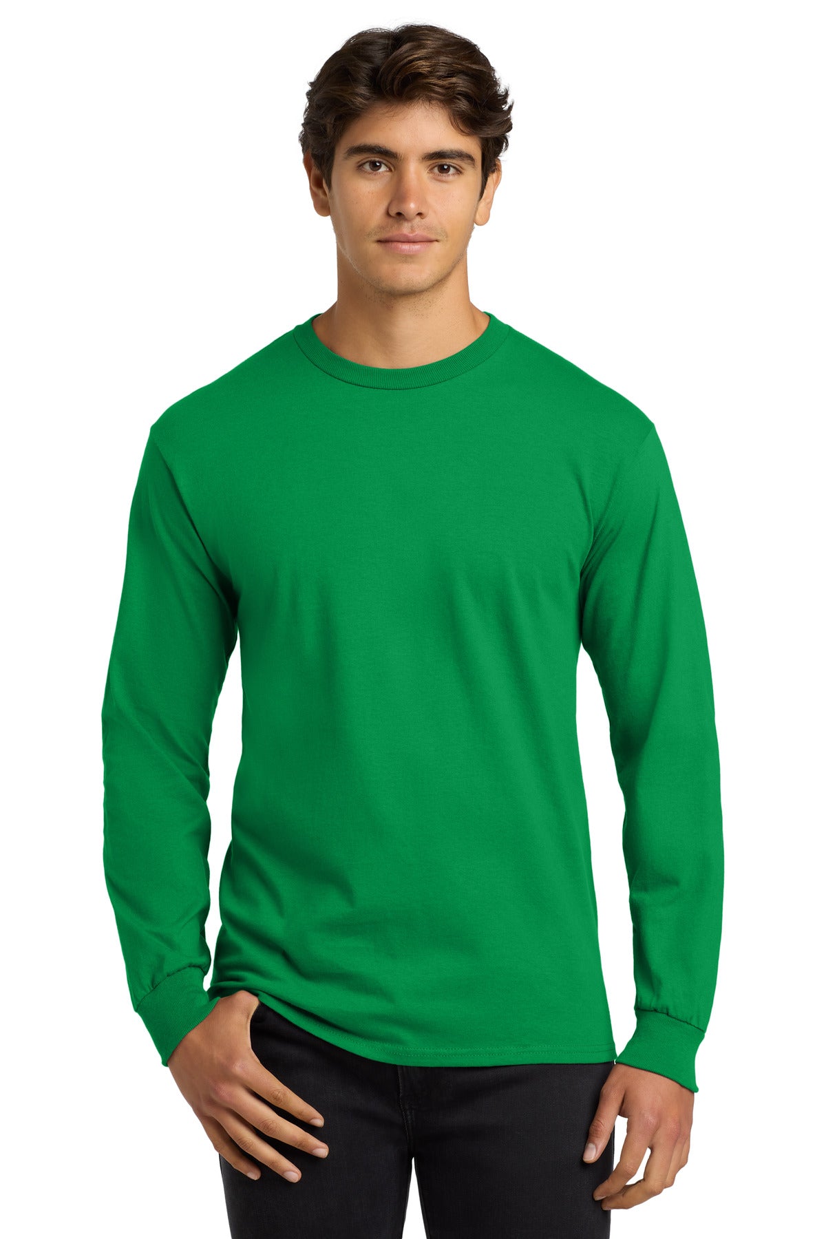 Custom logo Gildan® - Ultra Cotton® 100% US Cotton Long Sleeve T-Shirt.  G2400 in Irish Green