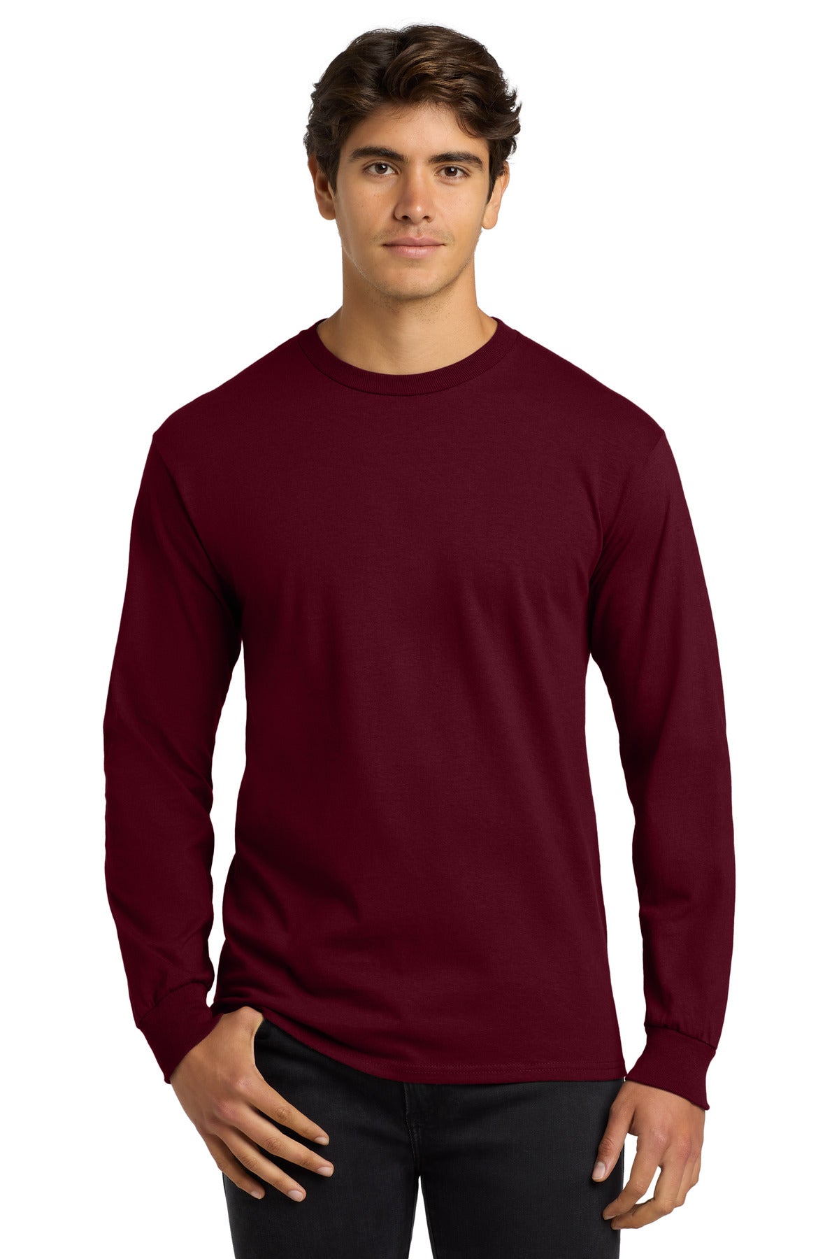 Custom logo Gildan® - Ultra Cotton® 100% US Cotton Long Sleeve T-Shirt.  G2400 in Maroon