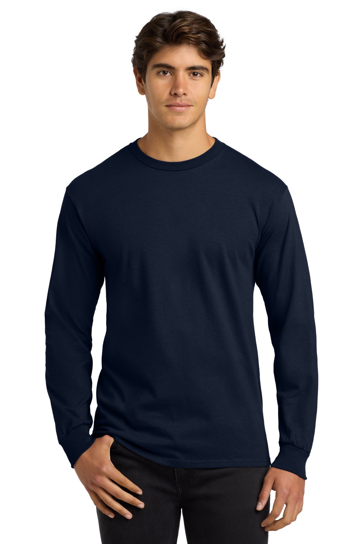 Custom logo Gildan® - Ultra Cotton® 100% US Cotton Long Sleeve T-Shirt.  G2400 in Navy