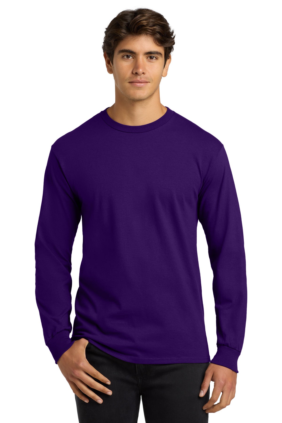Custom logo Gildan® - Ultra Cotton® 100% US Cotton Long Sleeve T-Shirt.  G2400 in Purple