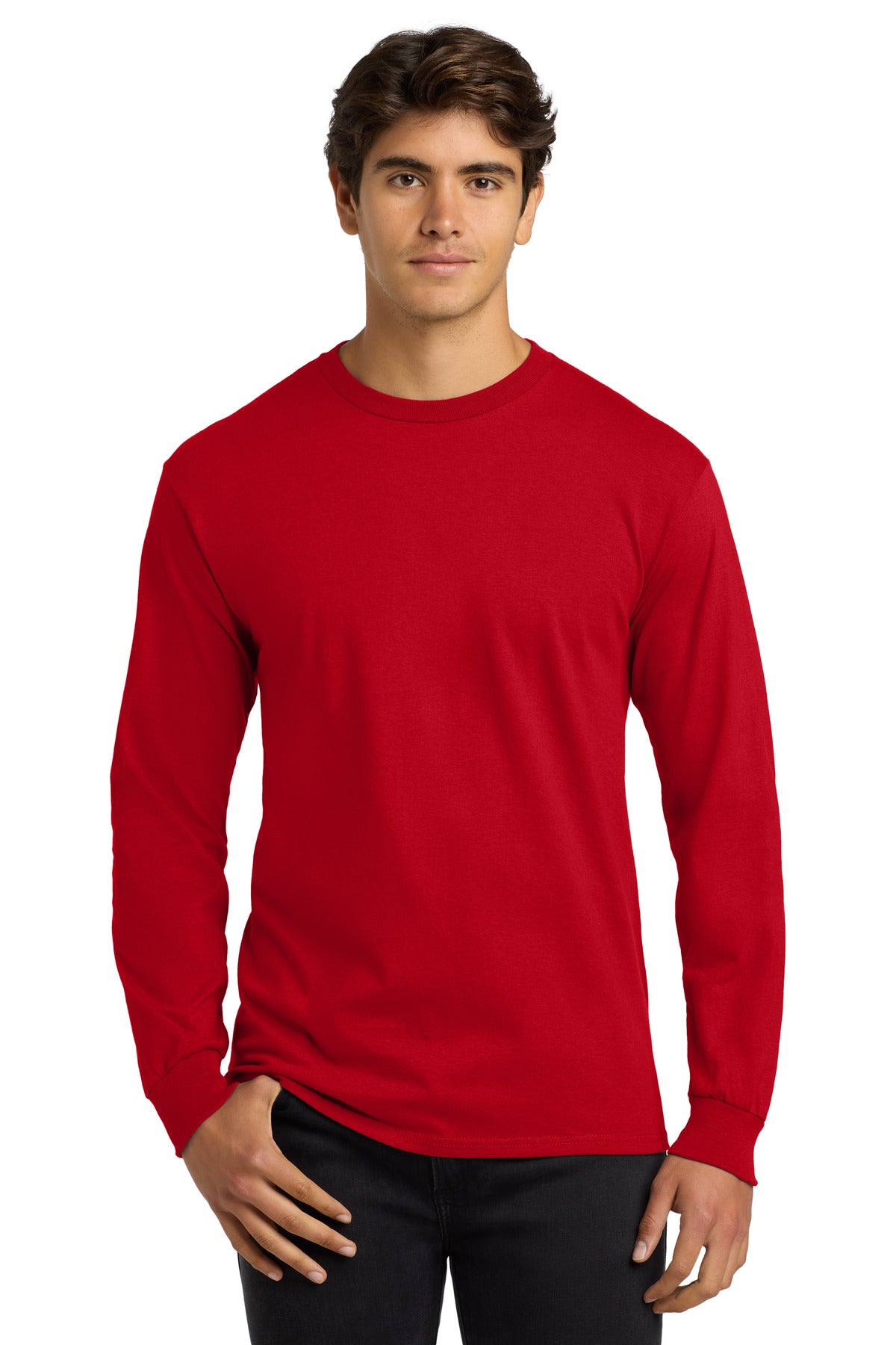 Custom logo Gildan® - Ultra Cotton® 100% US Cotton Long Sleeve T-Shirt.  G2400 in Red