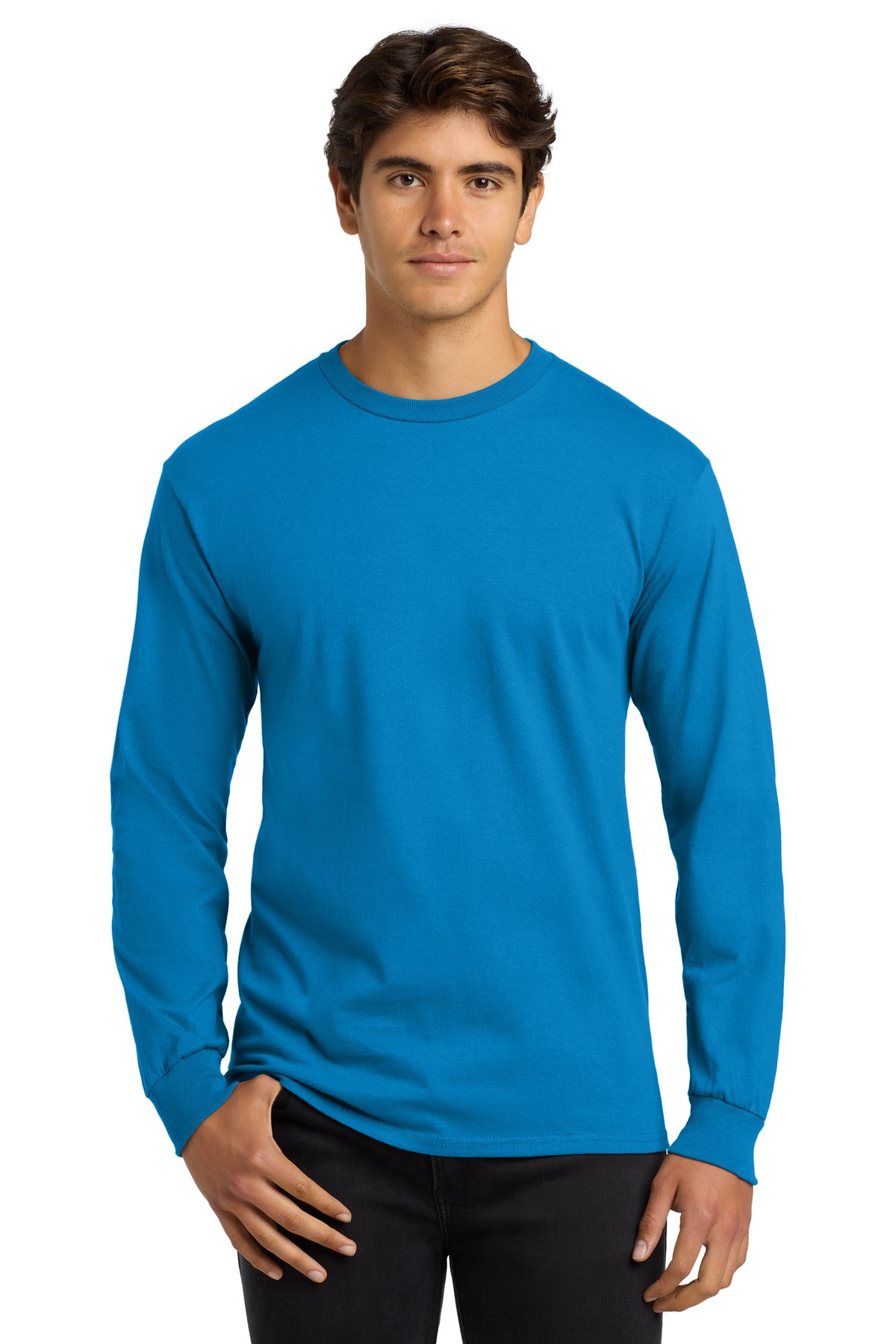 Custom logo Gildan® - Ultra Cotton® 100% US Cotton Long Sleeve T-Shirt.  G2400 in Sapphire