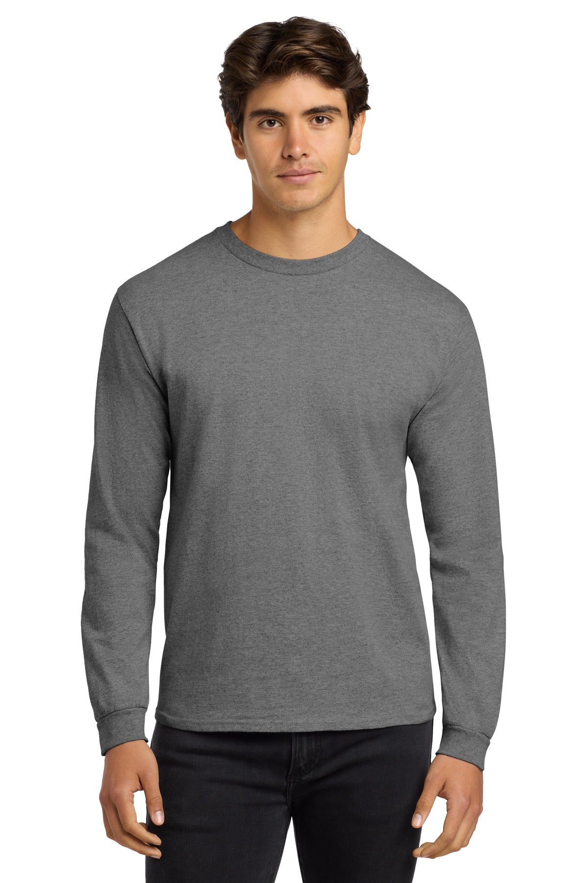 Custom logo Gildan® - Ultra Cotton® 100% US Cotton Long Sleeve T-Shirt.  G2400 in Sport Grey