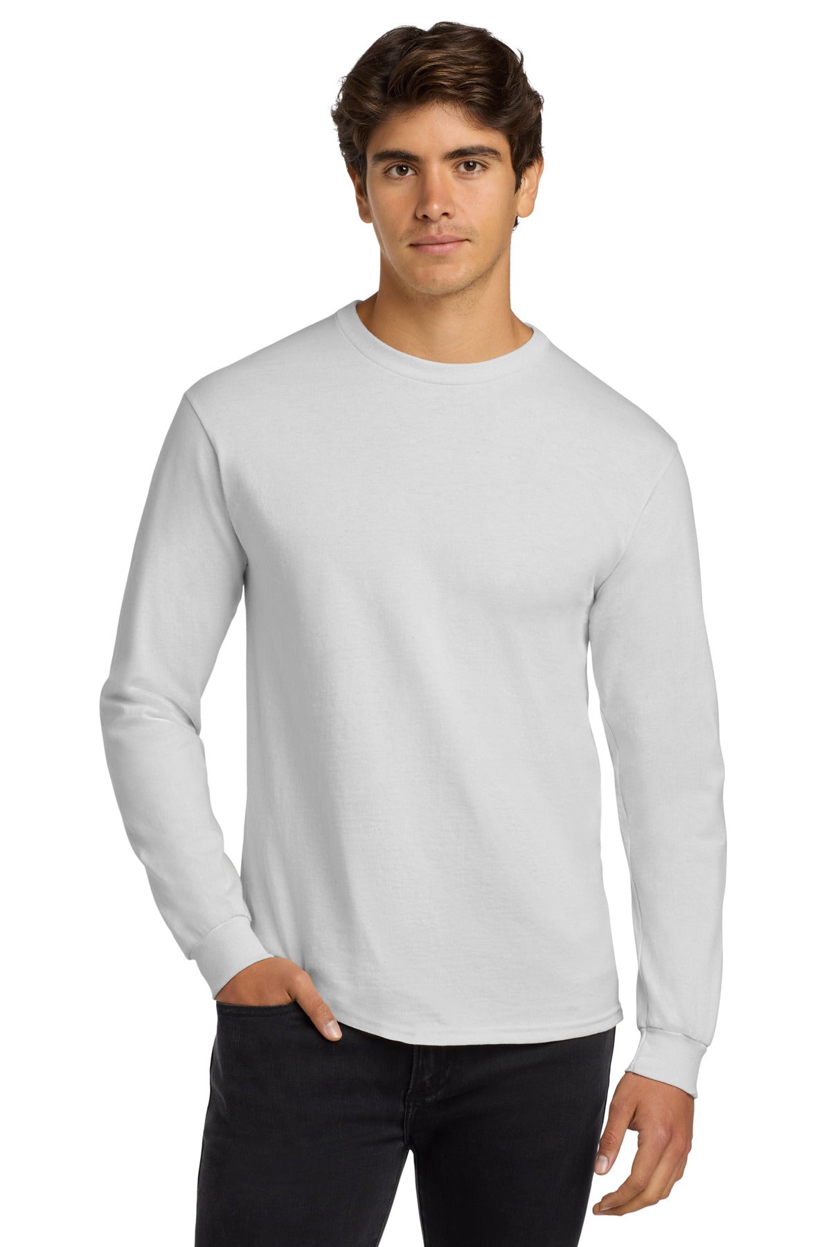 Custom logo Gildan® - Ultra Cotton® 100% US Cotton Long Sleeve T-Shirt.  G2400 in White