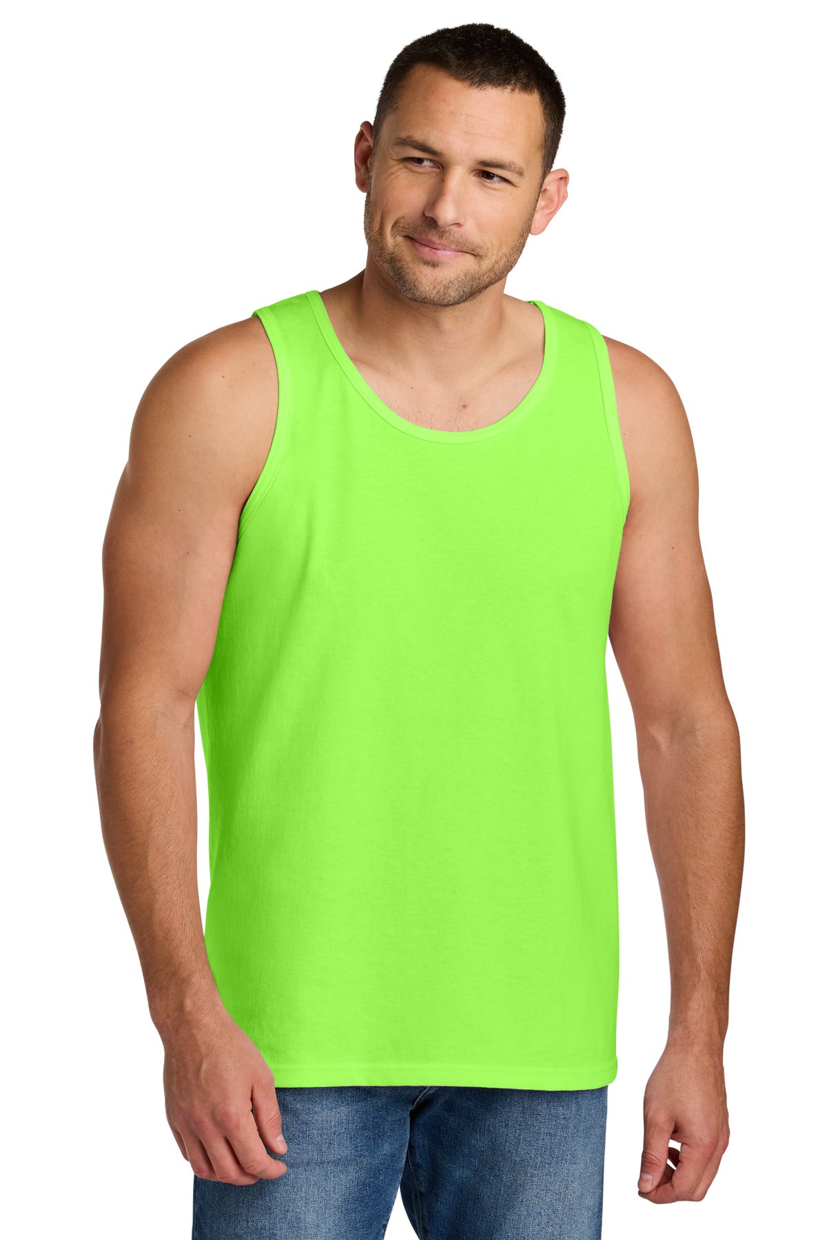 Custom logo Gildan® Heavy Cotton™ Tank Top. G5200 in Neon Green
