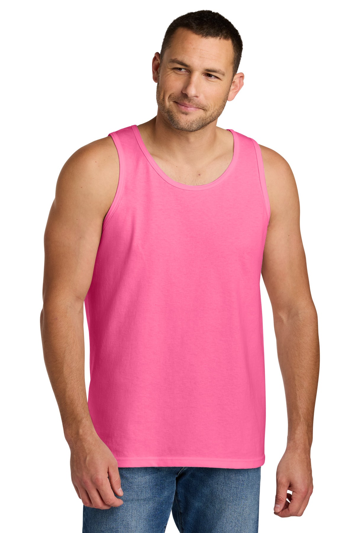 Custom logo Gildan® Heavy Cotton™ Tank Top. G5200 in Safety Pink