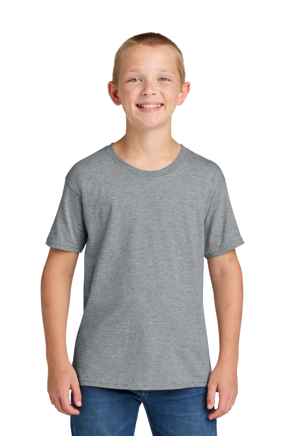 Custom logo Jerzees Ultimate® Youth Ring Spun T-Shirt IC46B in Athletic Heather