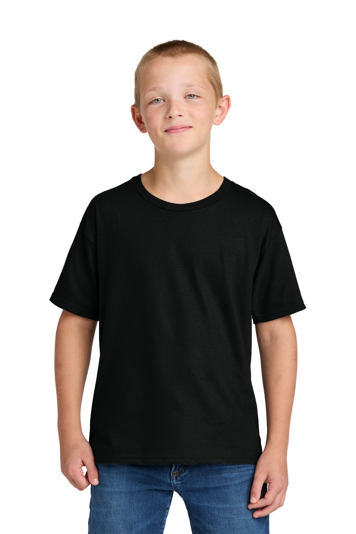 Custom logo Jerzees Ultimate® Youth Ring Spun T-Shirt IC46B in Black Ink