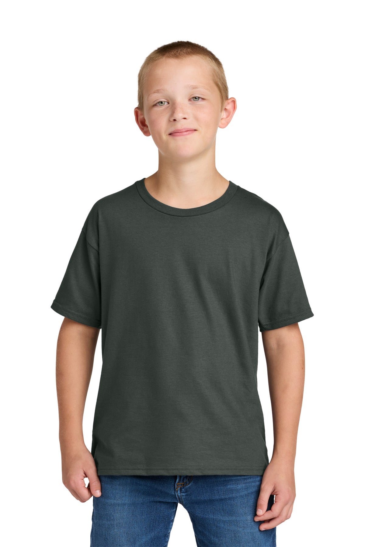Custom logo Jerzees Ultimate® Youth Ring Spun T-Shirt IC46B in Charcoal Grey