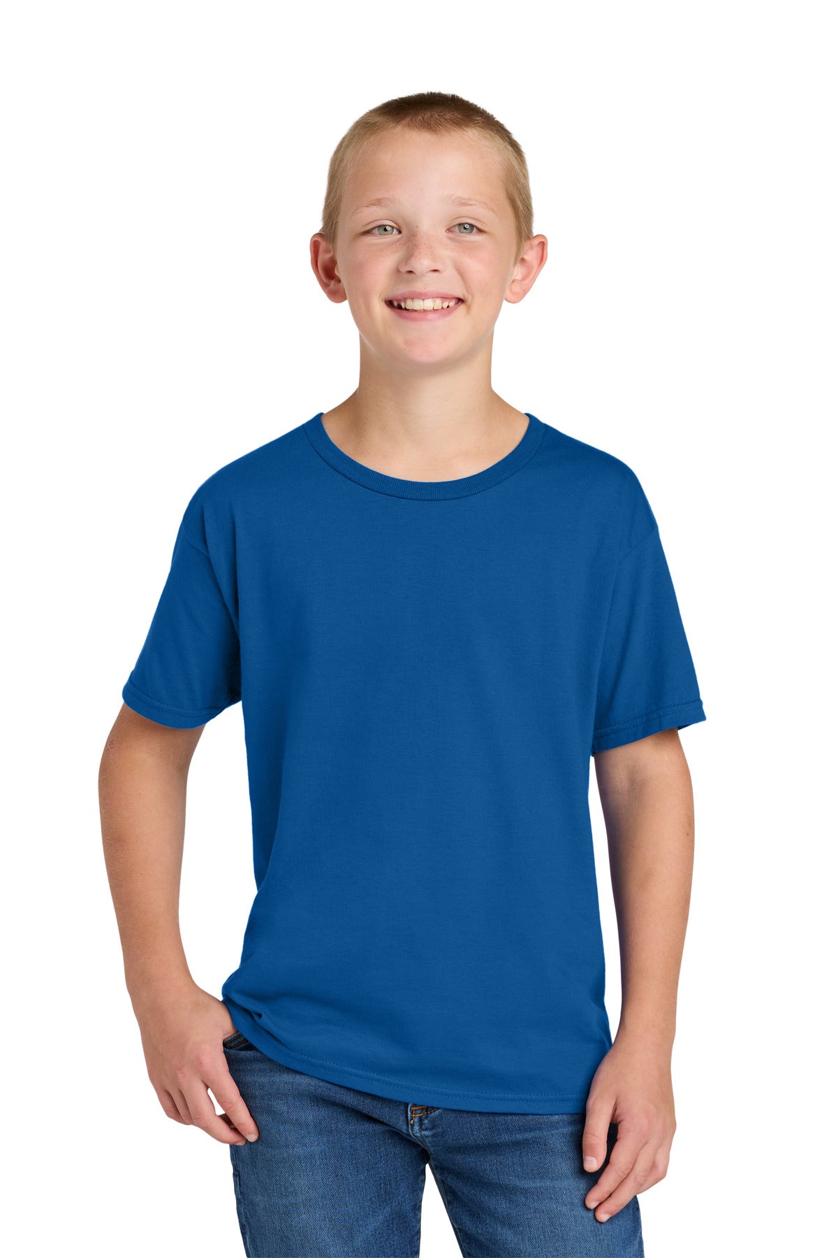 Custom logo Jerzees Ultimate® Youth Ring Spun T-Shirt IC46B in Royal