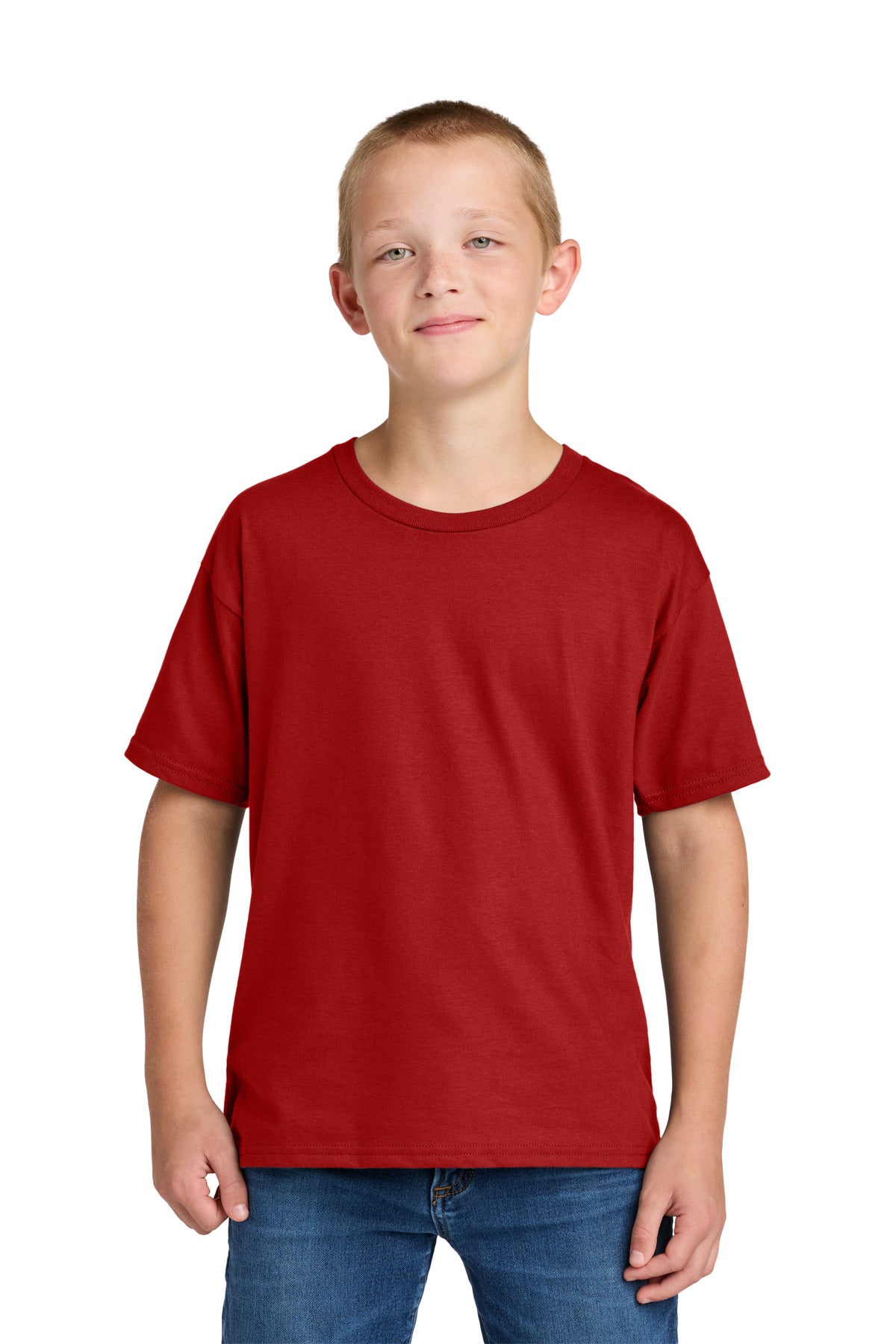 Custom logo Jerzees Ultimate® Youth Ring Spun T-Shirt IC46B in True Red