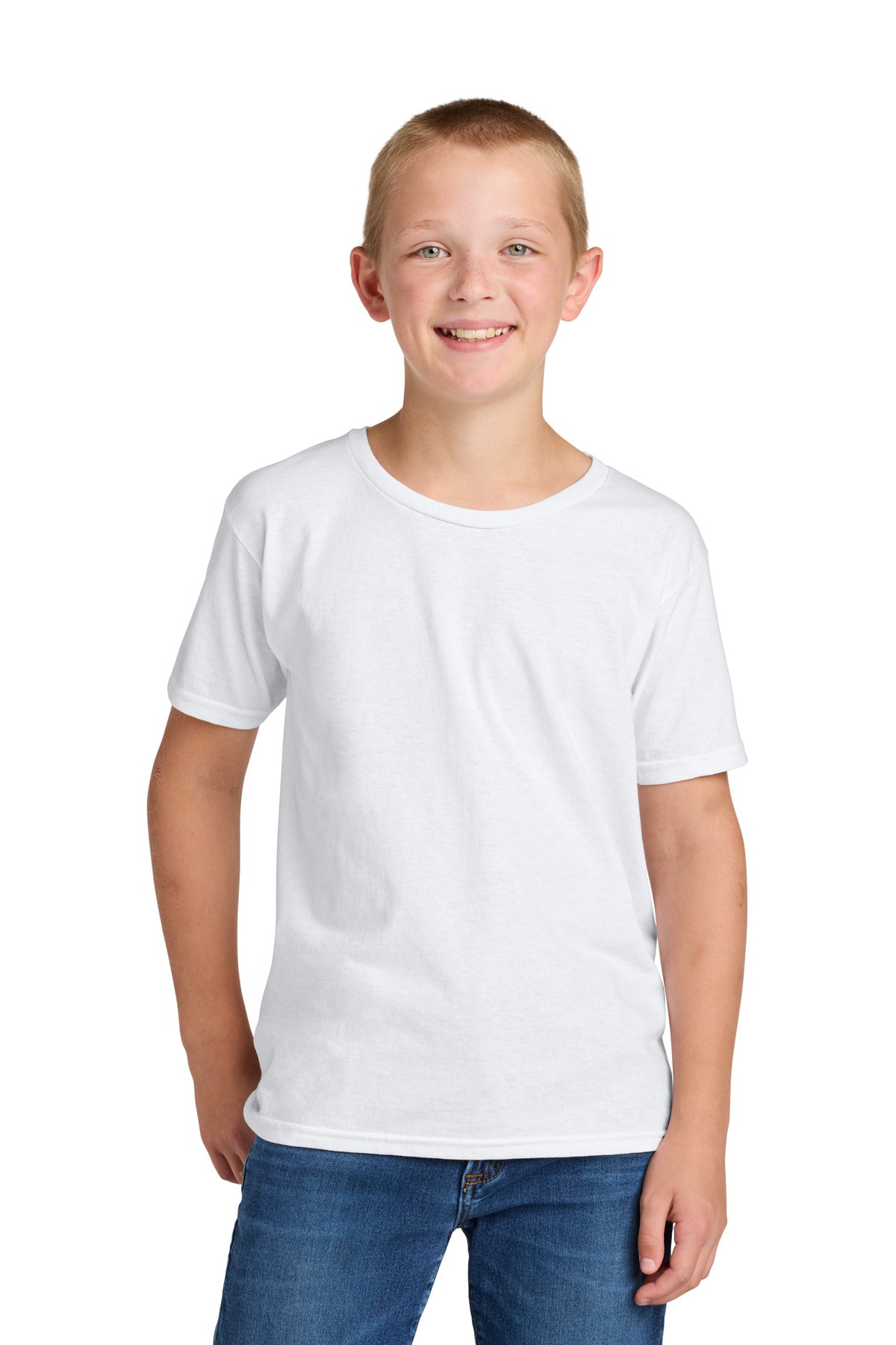 Custom logo Jerzees Ultimate® Youth Ring Spun T-Shirt IC46B in White