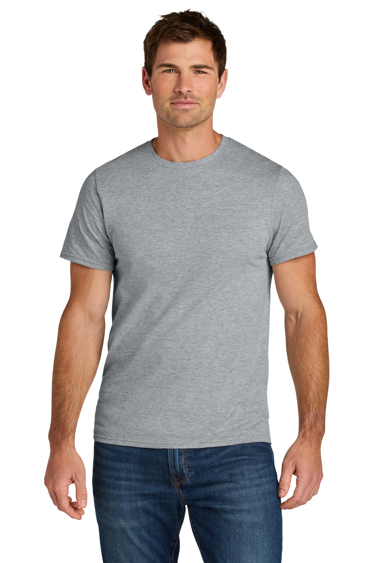 Custom logo Jerzees Ultimate® Unisex Ring Spun T-Shirt IC46M in Athletic Heather