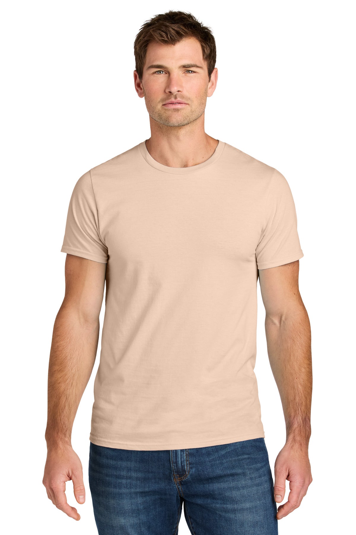 Custom logo Jerzees Ultimate® Unisex Ring Spun T-Shirt IC46M in Blush Pink