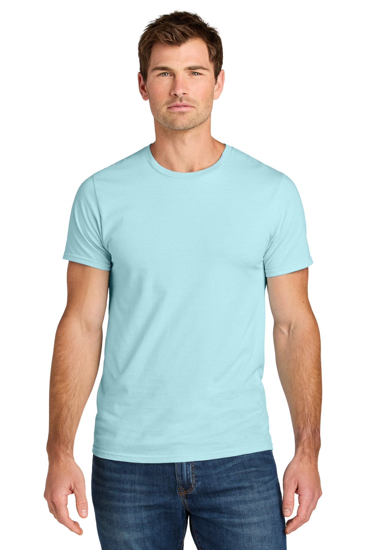 Custom logo Jerzees Ultimate® Unisex Ring Spun T-Shirt IC46M in Breezy Blue