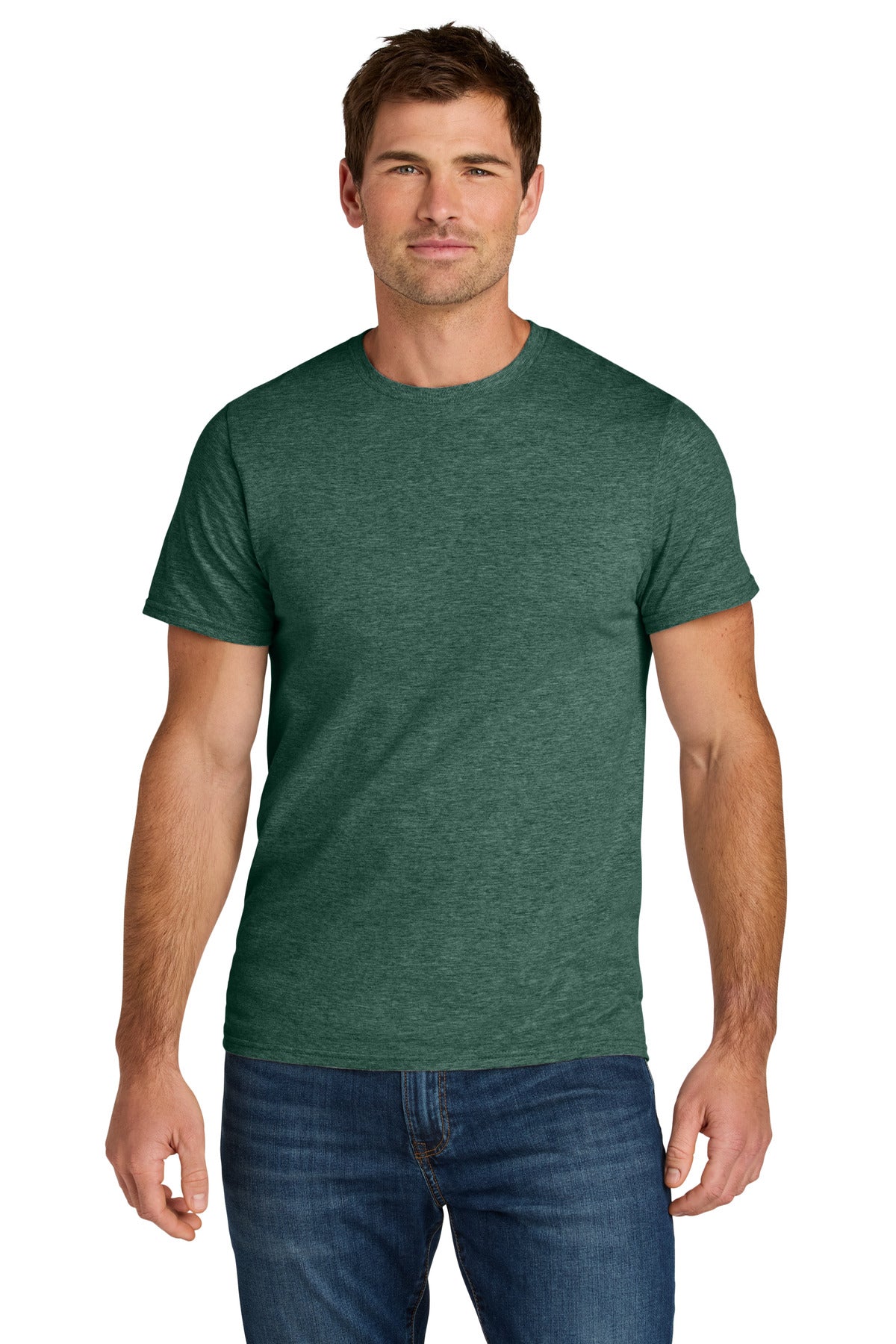 Custom logo Jerzees Ultimate® Unisex Ring Spun T-Shirt IC46M in Forest Green Heather