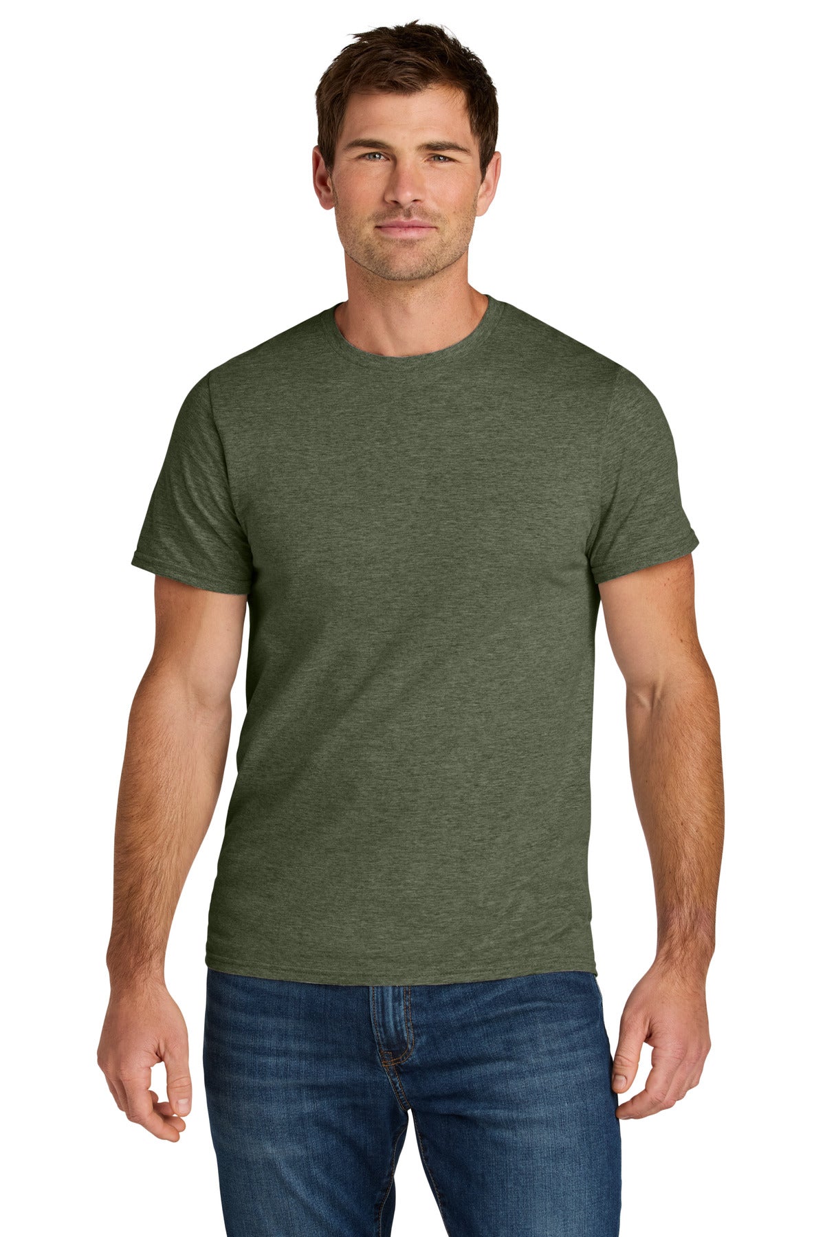 Custom logo Jerzees Ultimate® Unisex Ring Spun T-Shirt IC46M in Military Green Heather
