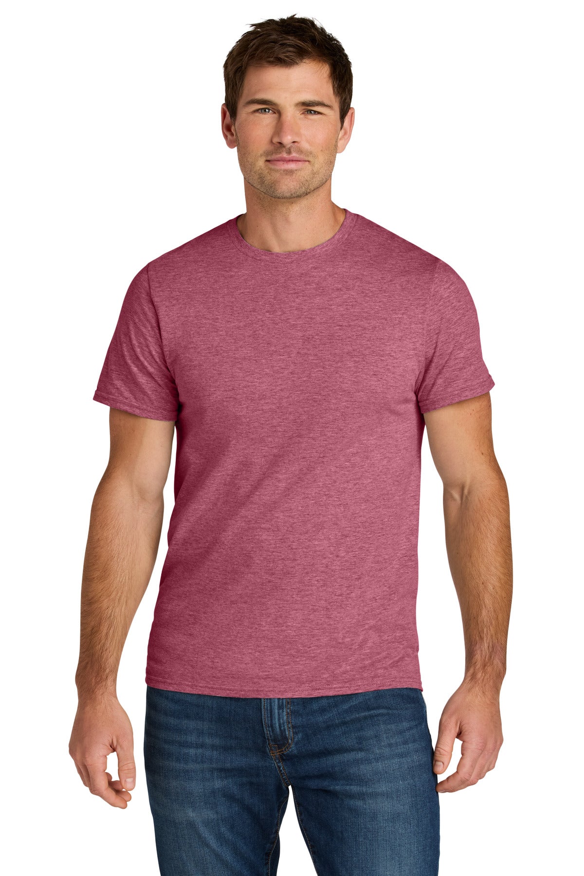 Custom logo Jerzees Ultimate® Unisex Ring Spun T-Shirt IC46M in Raspberry Heather