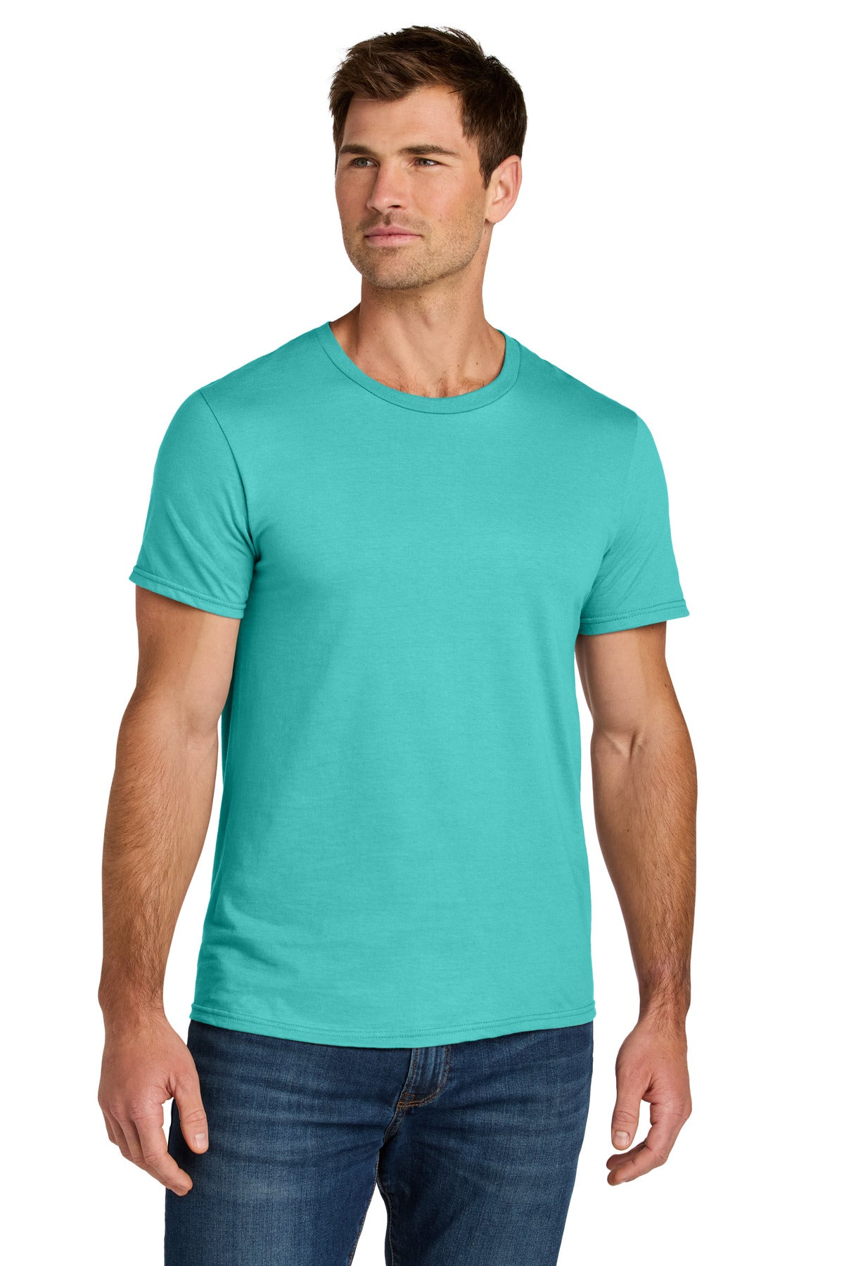 Custom logo Jerzees Ultimate® Unisex Ring Spun T-Shirt IC46M in Scuba Blue