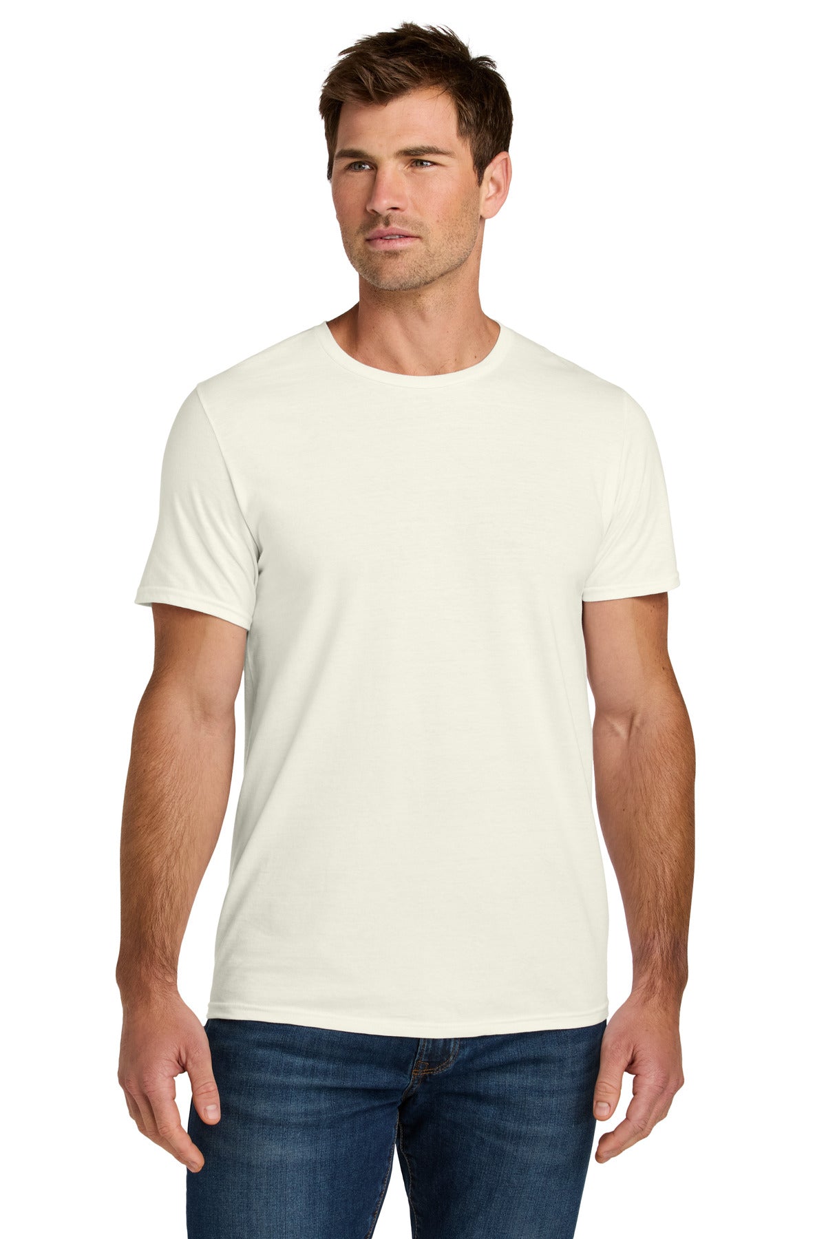 Custom logo Jerzees Ultimate® Unisex Ring Spun T-Shirt IC46M in Sweet Cream Heather