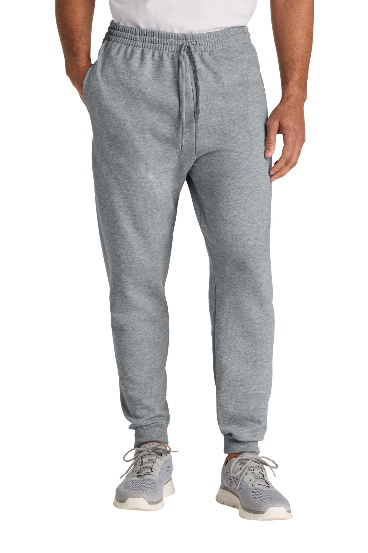 Custom logo Jerzees Ultimate® Unisex CVC Ring Spun Pocket Jogger IC50M in Athletic Heather