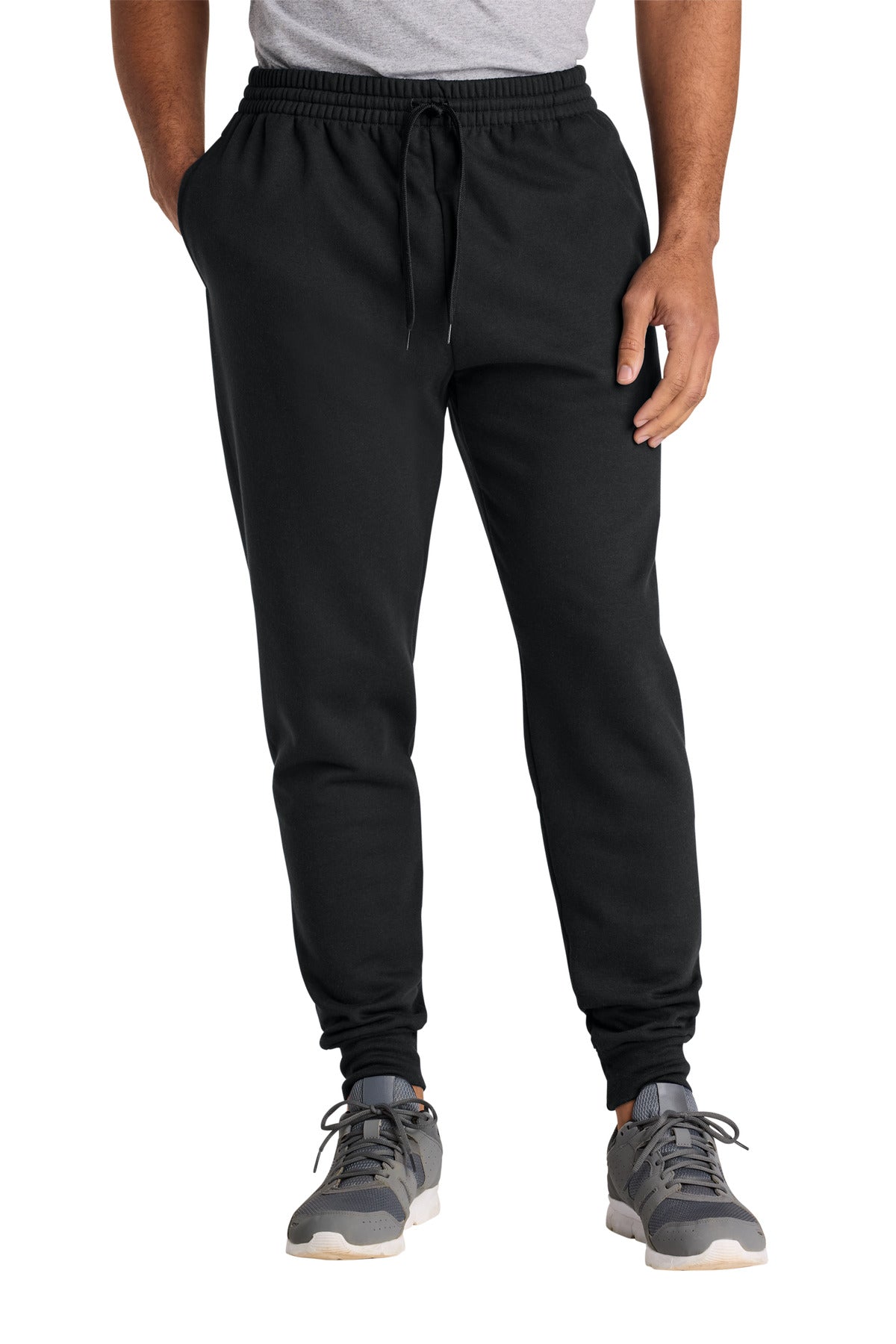 Custom logo Jerzees Ultimate® Unisex CVC Ring Spun Pocket Jogger IC50M in Black Ink