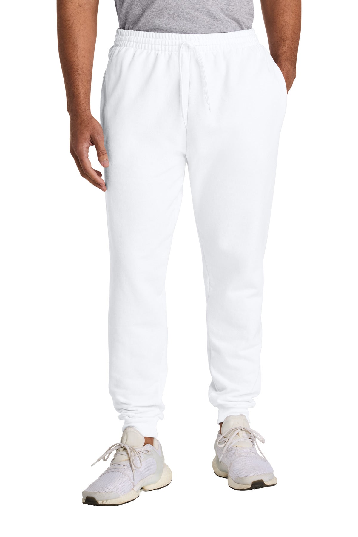Custom logo Jerzees Ultimate® Unisex CVC Ring Spun Pocket Jogger IC50M in White