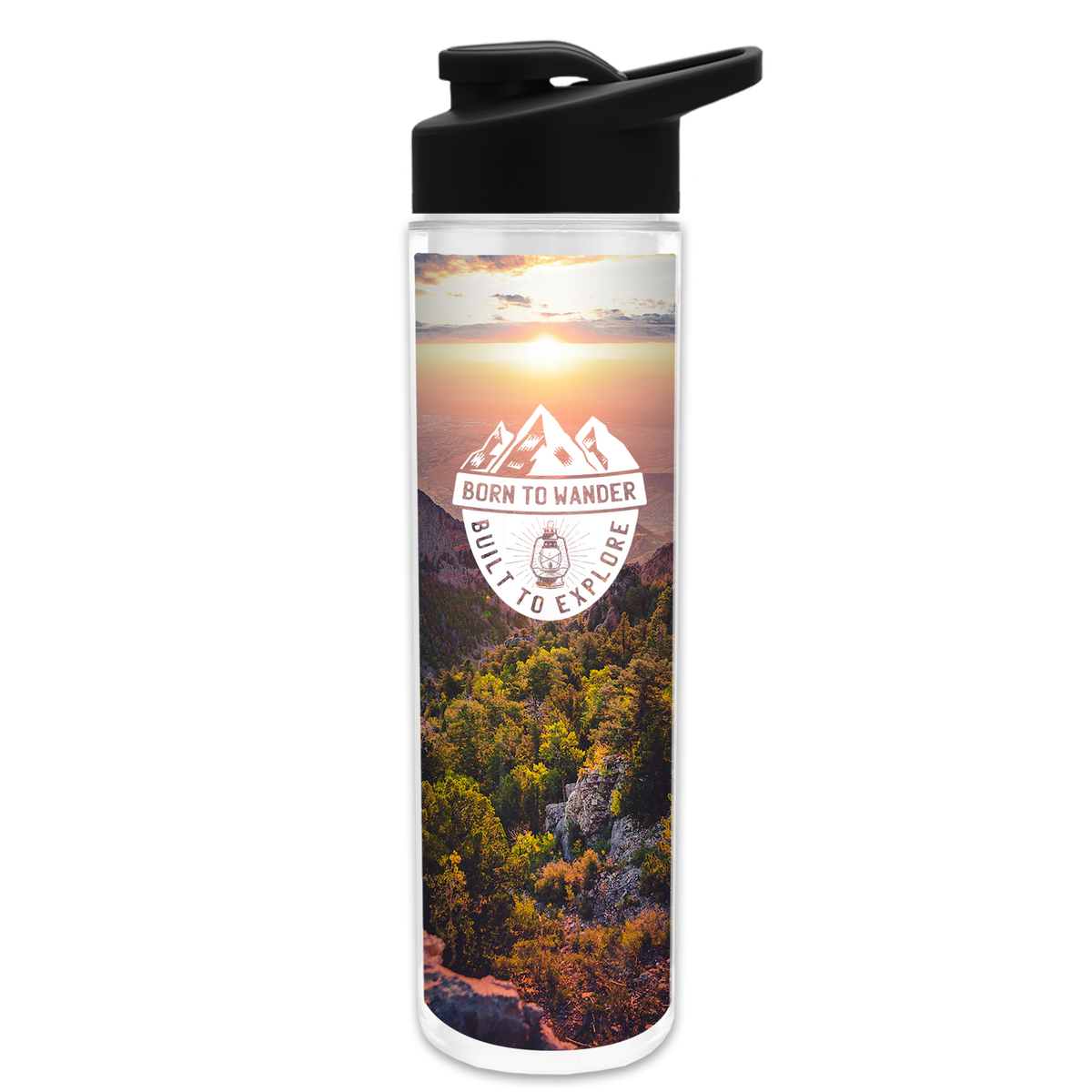 Custom logo Chiller Insulated Bottle with Drink-Thru Lid and Full-Color Paper Insert - 16 oz.