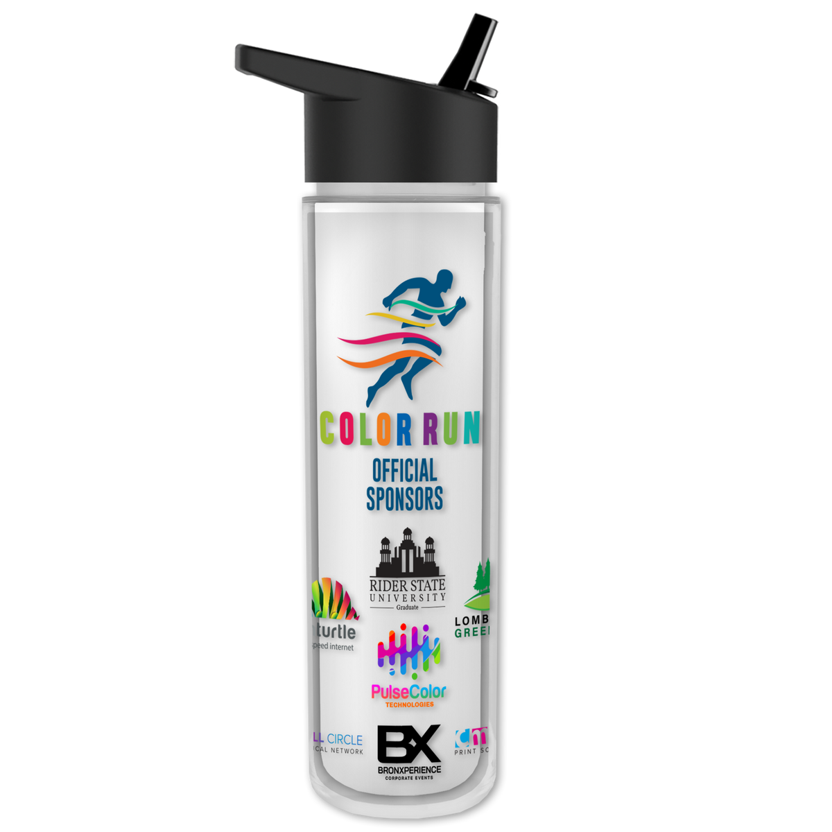 Custom logo Chiller Insulated Bottle with Flip-Straw Lid and Full-Color Insert - 16 oz.