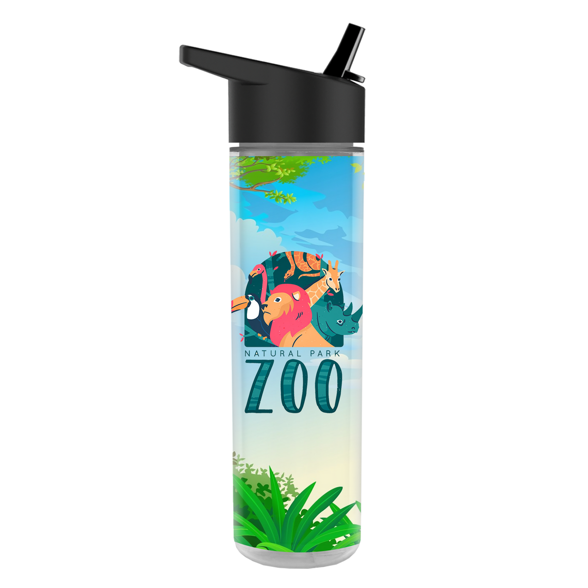 Custom logo Chiller Insulated Bottle with Flip-Straw Lid and Full-Color Paper Insert - 16 oz.