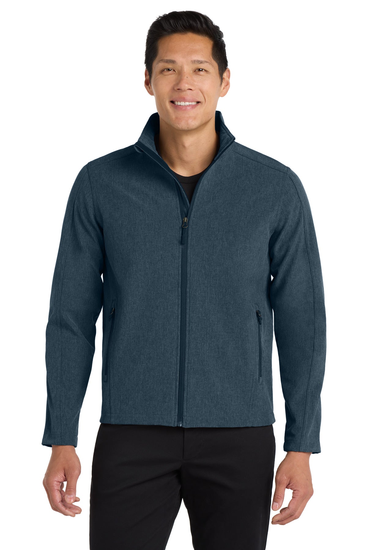 Custom logo Port Authority® Core Soft Shell Jacket. J317 in Navy Heather