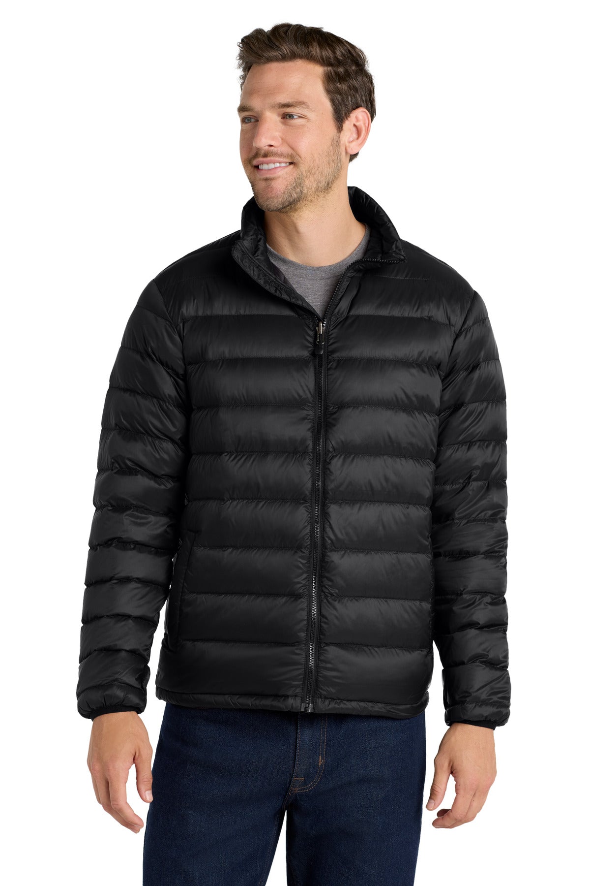 Custom logo Port Authority® Down Jacket. J323 in Black