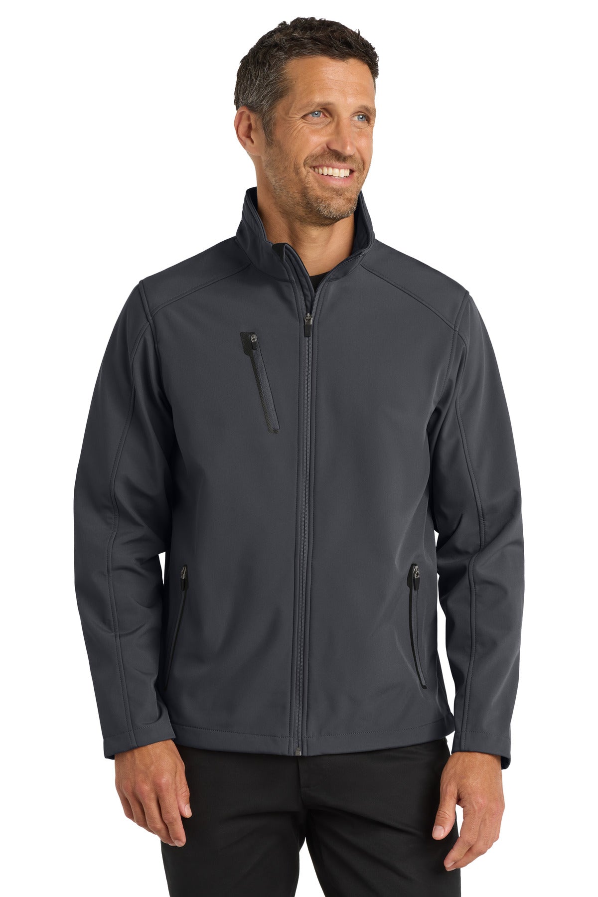 Custom logo Port Authority® Welded Soft Shell Jacket. J324 in Battleship Grey