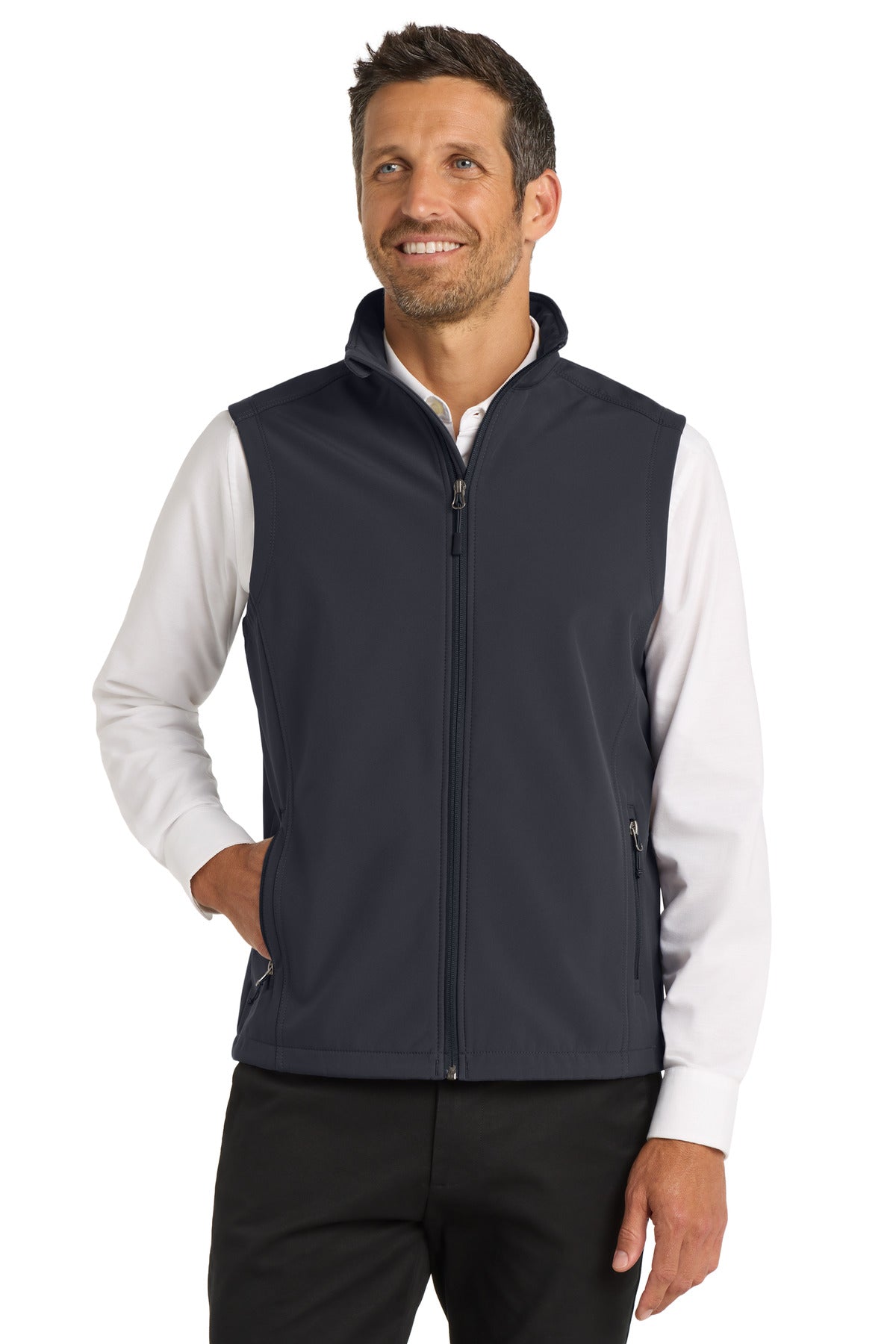 Custom logo Port Authority® Core Soft Shell Vest. J325 in Battleship Grey
