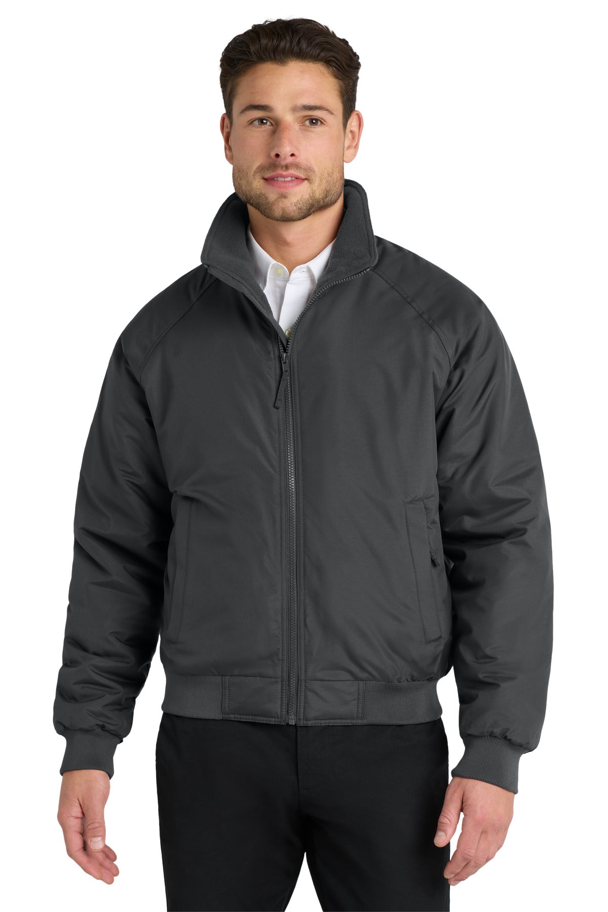 Custom logo Port Authority® Charger Jacket. J328 in Battleship Grey