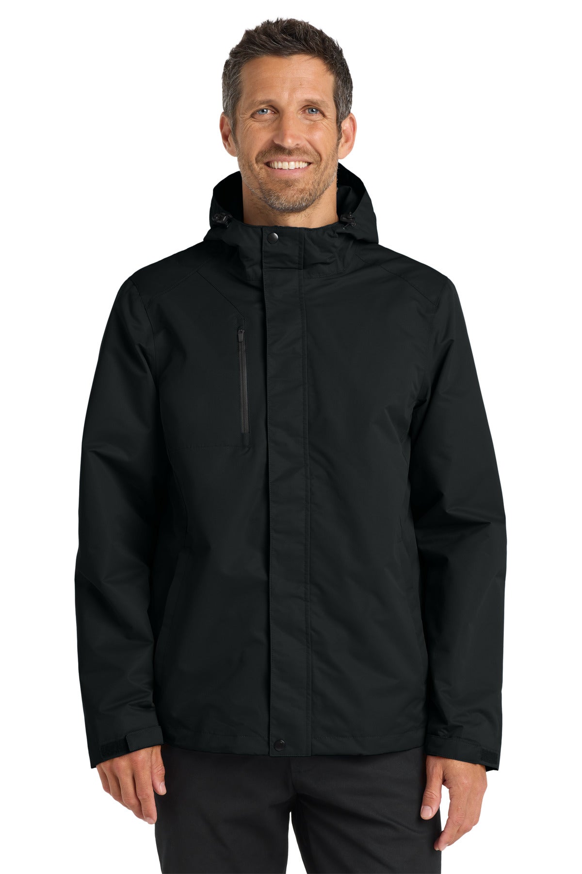Custom logo Port Authority® All-Conditions Jacket. J331 in Black