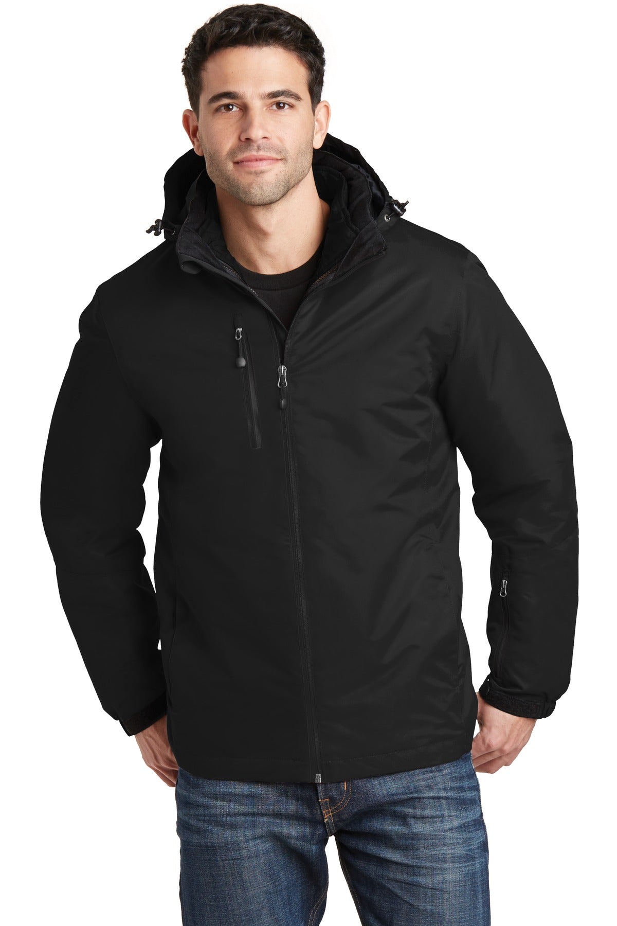 Custom logo Port Authority® Vortex Waterproof 3-in-1 Jacket. J332 in Black/ Black