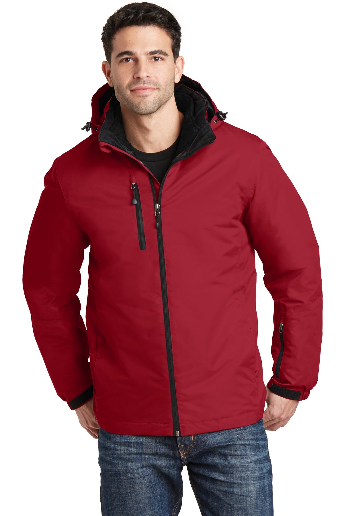 Custom logo Port Authority® Vortex Waterproof 3-in-1 Jacket. J332 in Rich Red/ Black