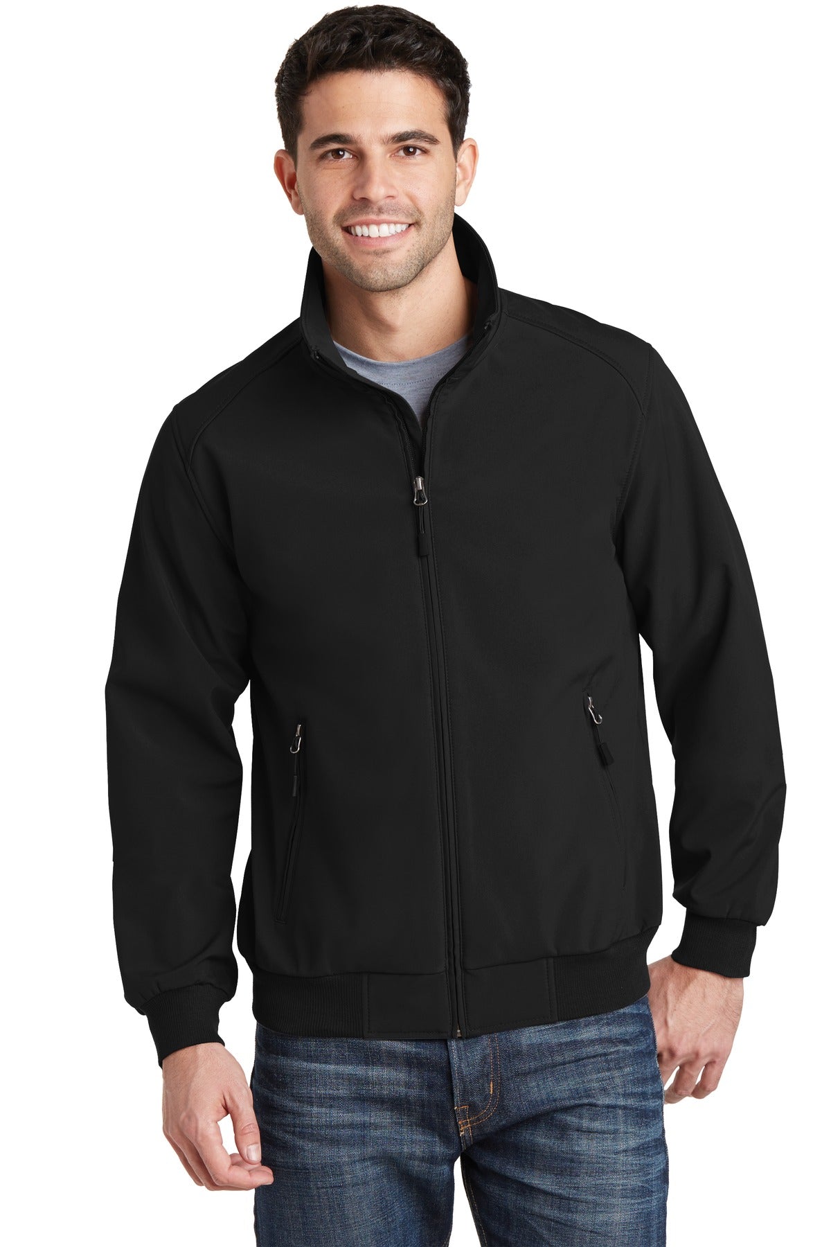 Custom logo Port Authority® Soft Shell Bomber Jacket. J337 in Black