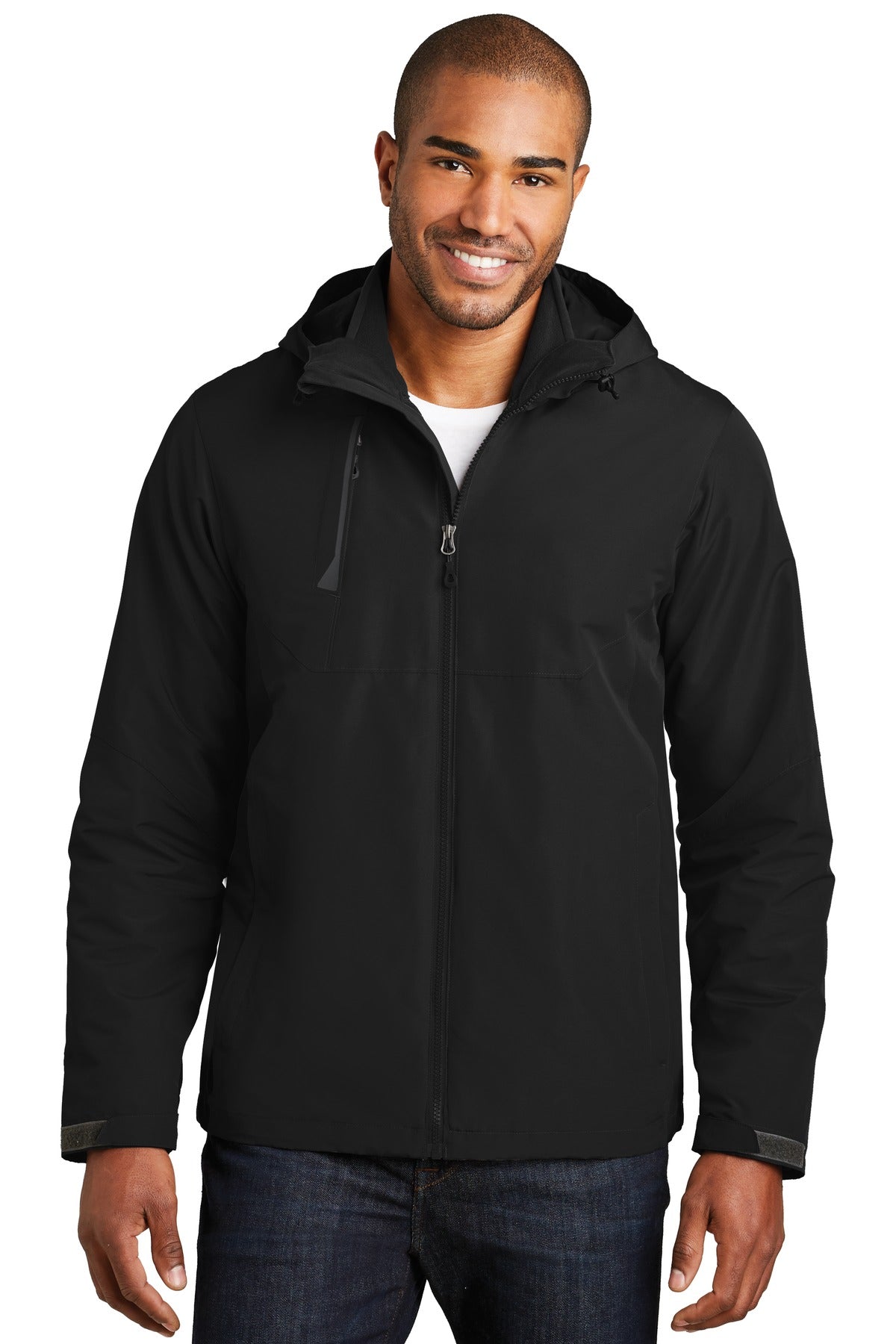 Custom logo Port Authority® Merge 3-in-1 Jacket. J338 in Deep Black