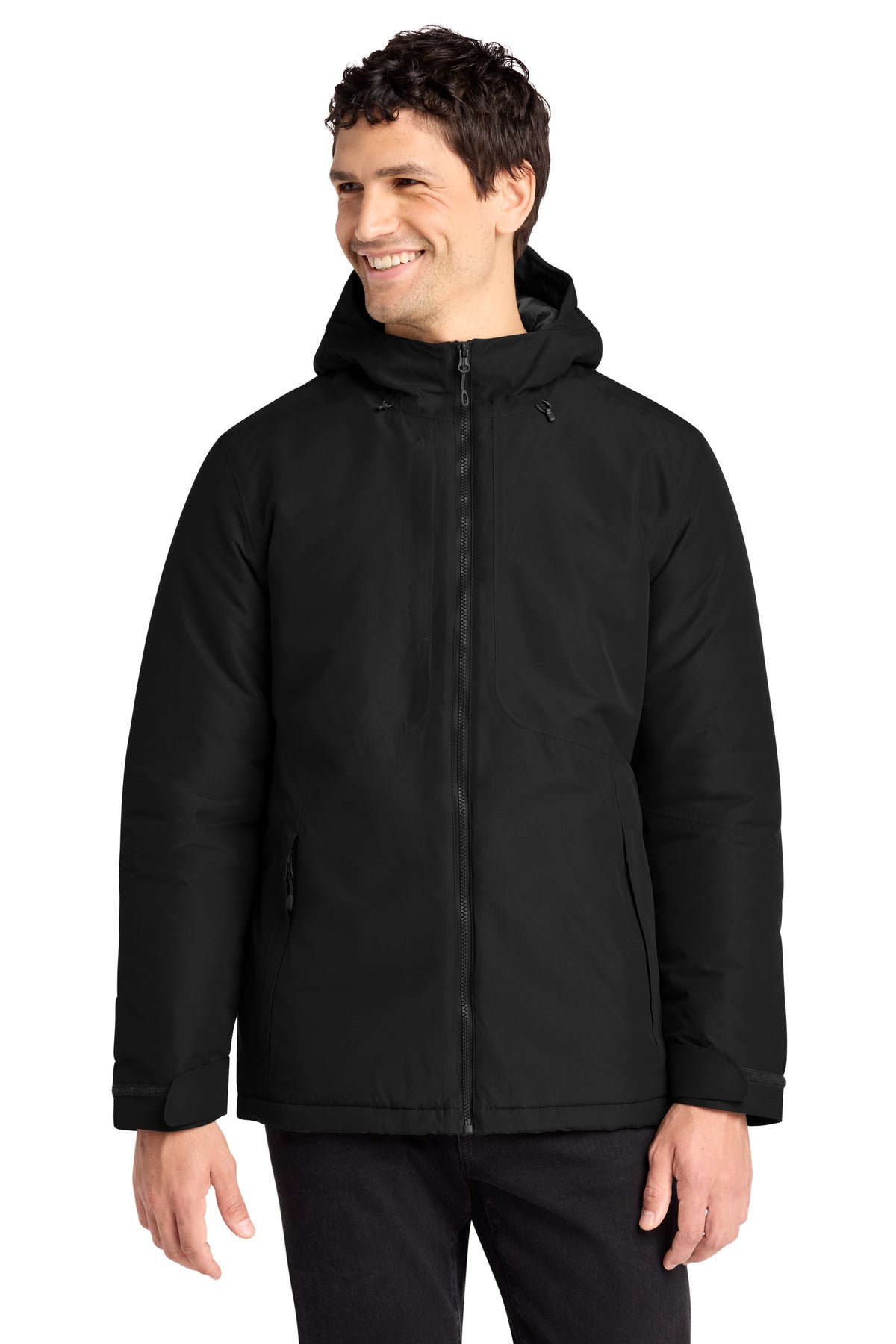 Custom logo Port Authority® Venture Waterproof Insulated Jacket J362 in Deep Black